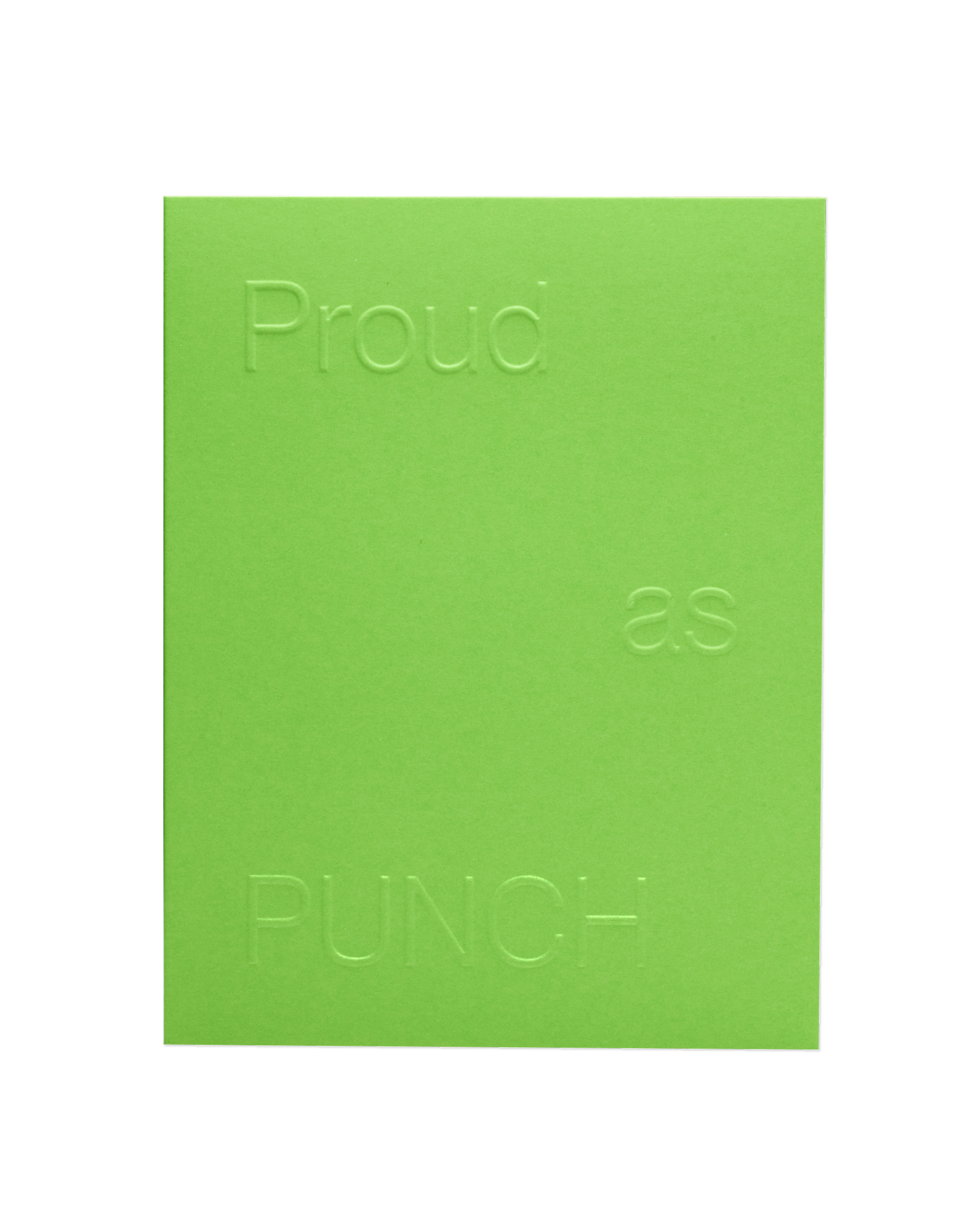 The front of the 'Proud as Punch' card