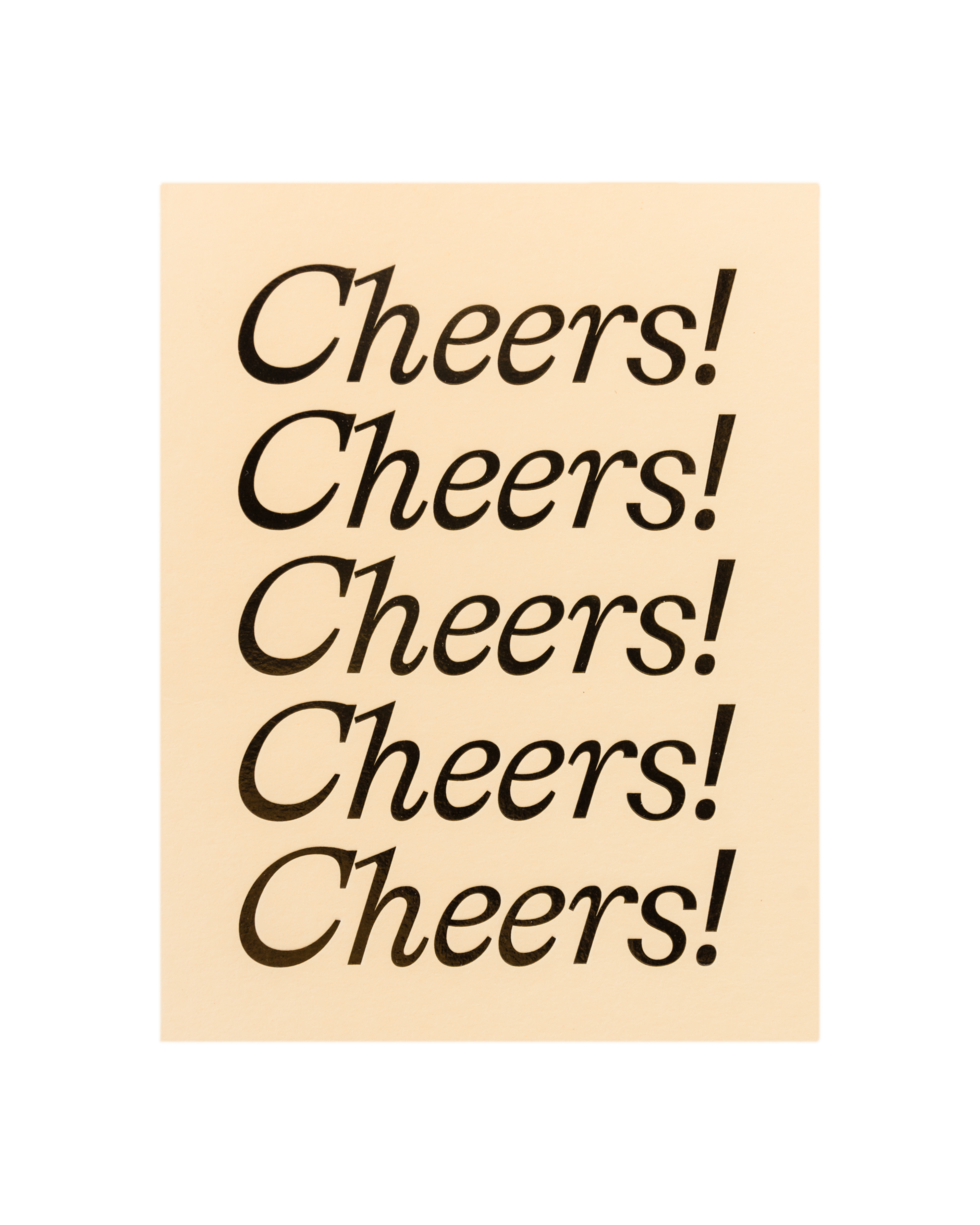 Front view of Cheers greeting card