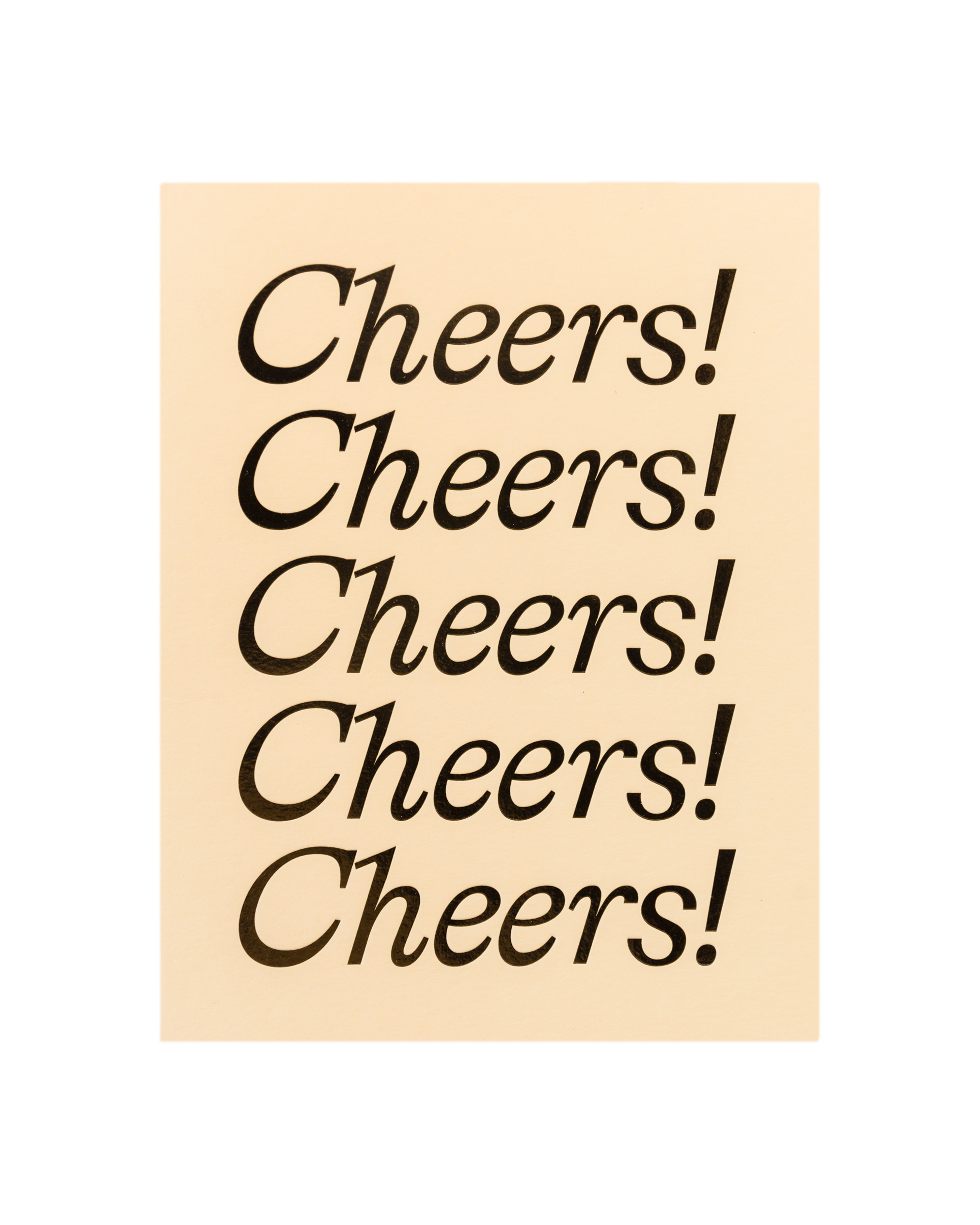 Front view of Cheers greeting card