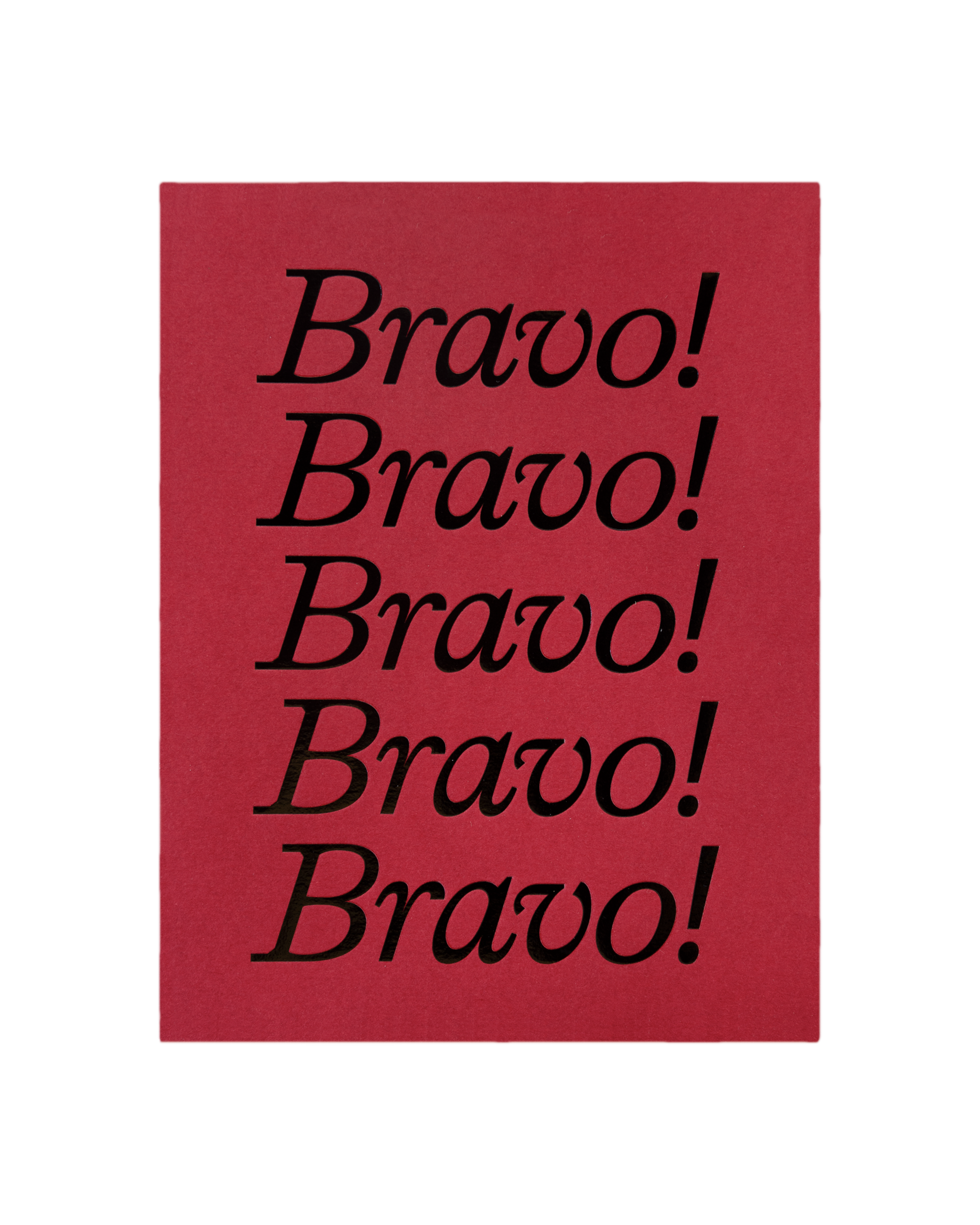 Front view of Bravo greeting card