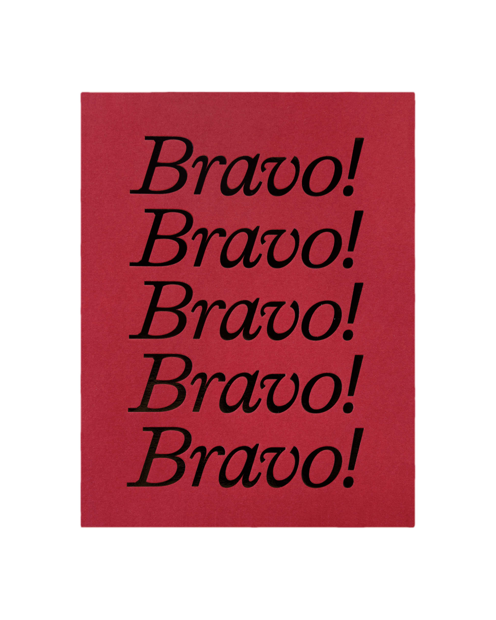 Front view of Bravo greeting card
