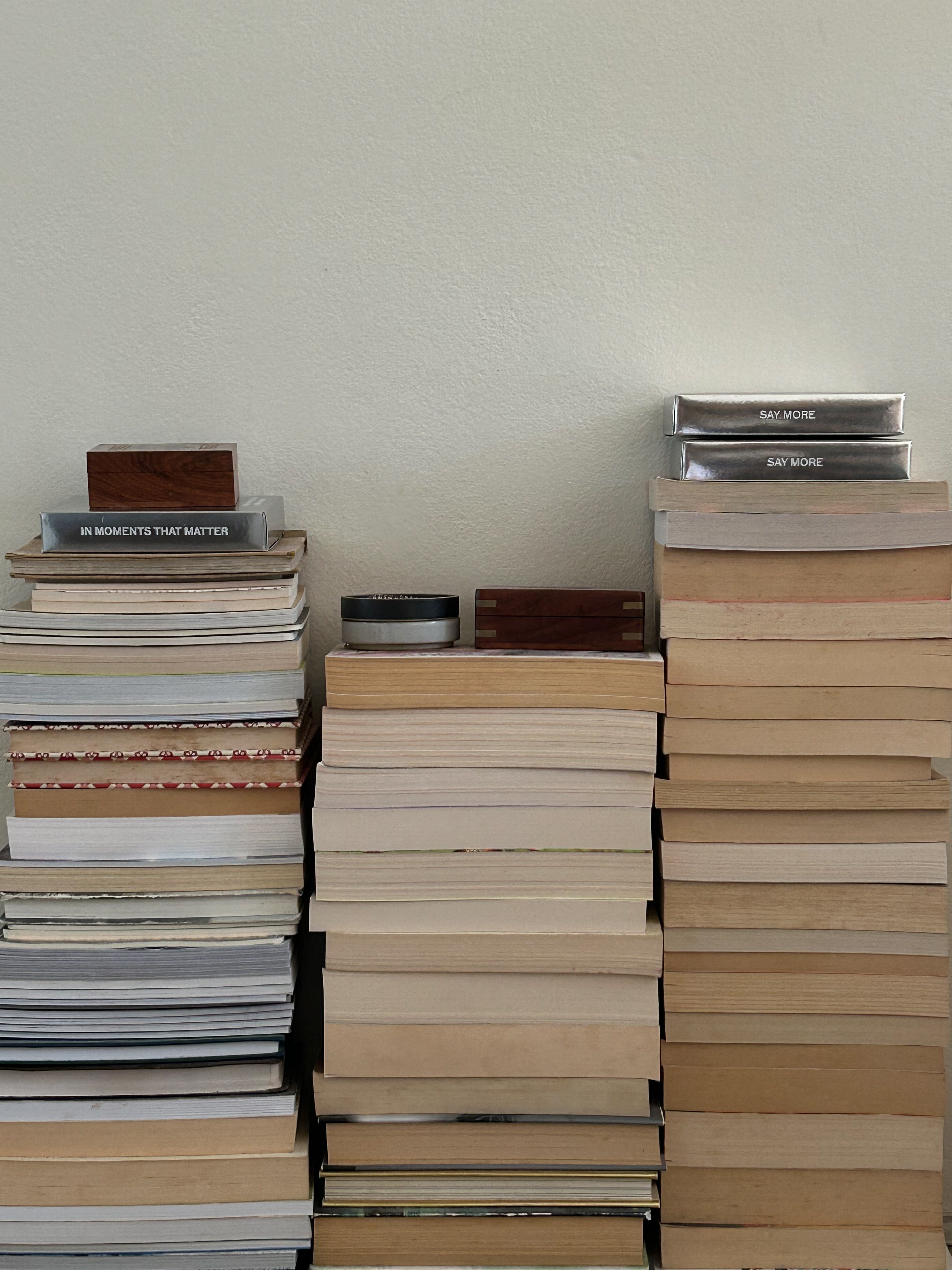 A workstation with a stack of Short Talk packs