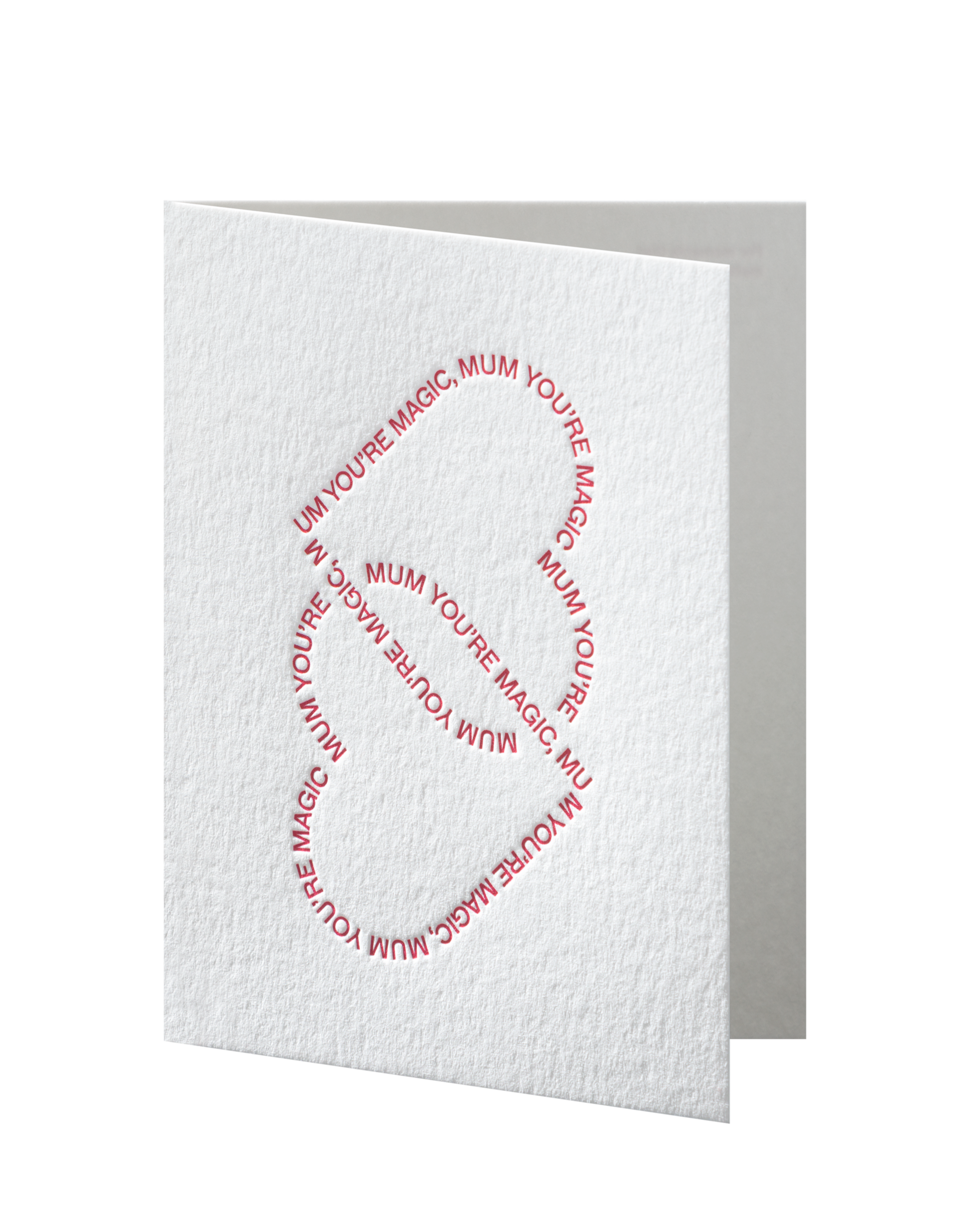 card slightly ajar with two hearts for mothers day