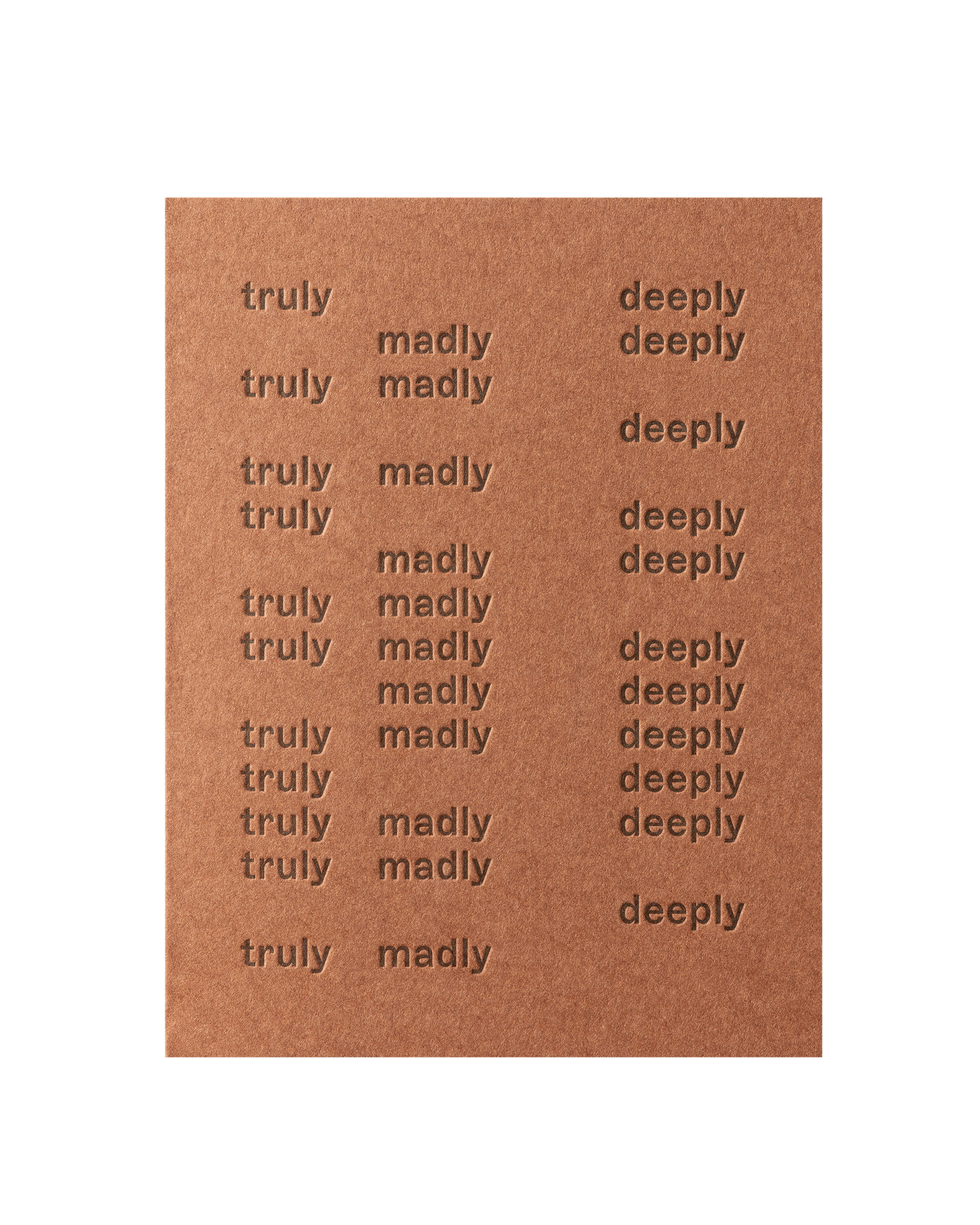 Front view of greeting card