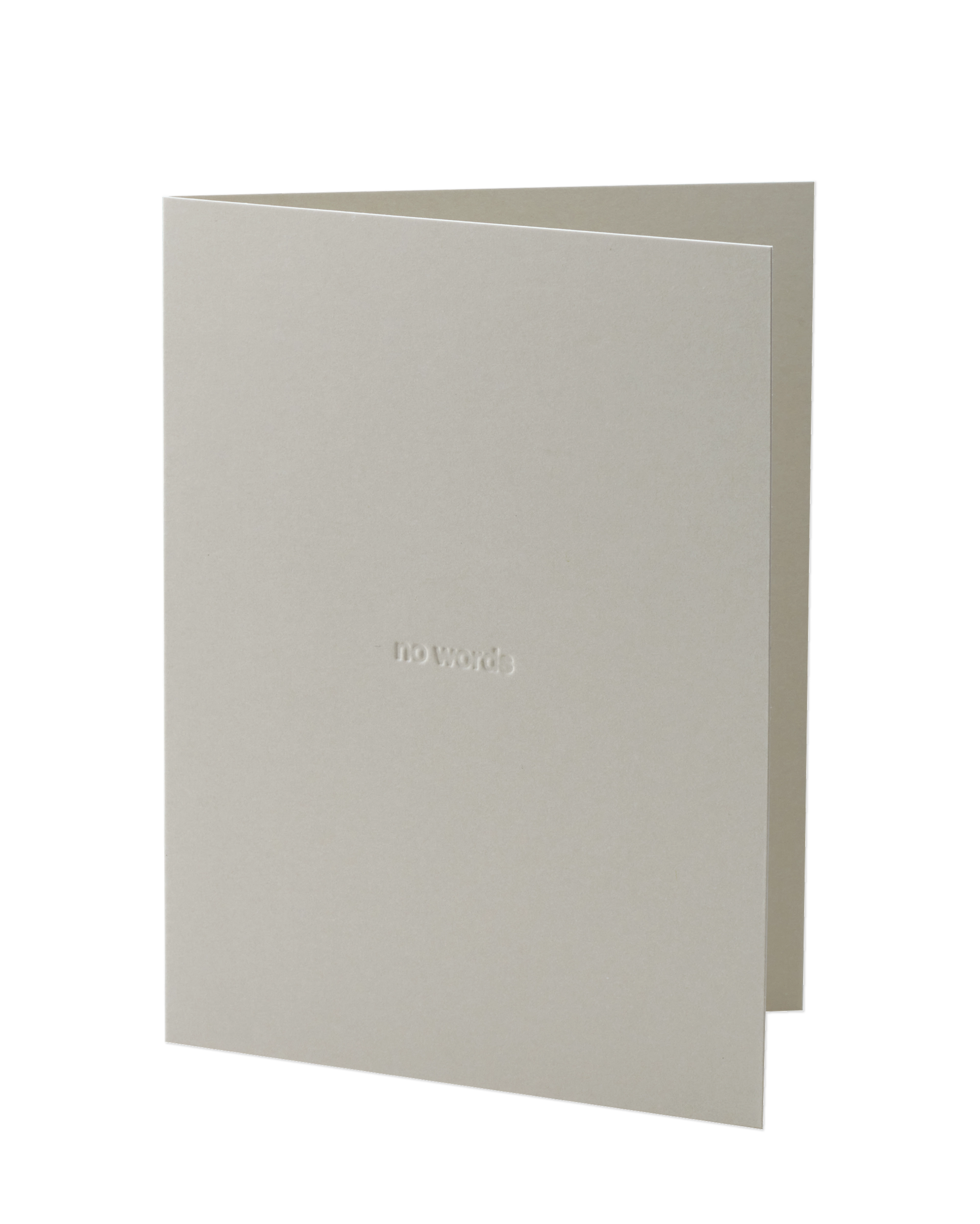 The 'No words' card slightly opened