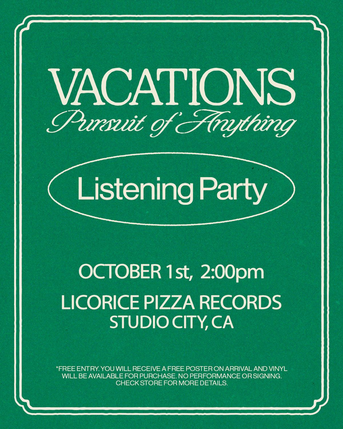 Vacations Listening Party