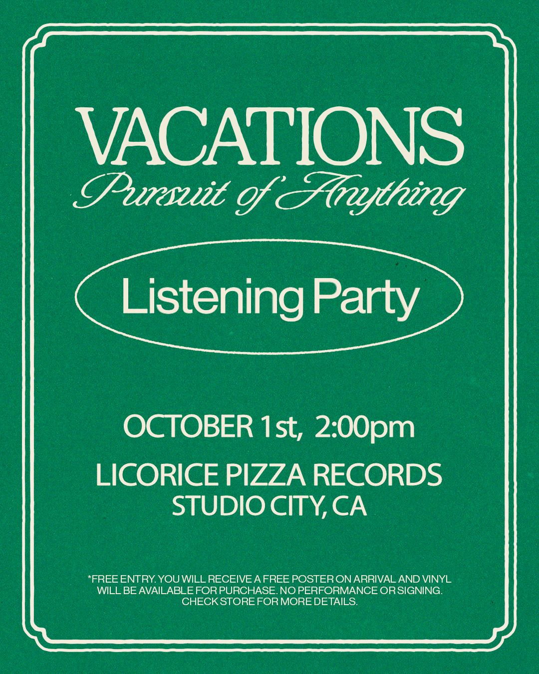 Vacations Listening Party