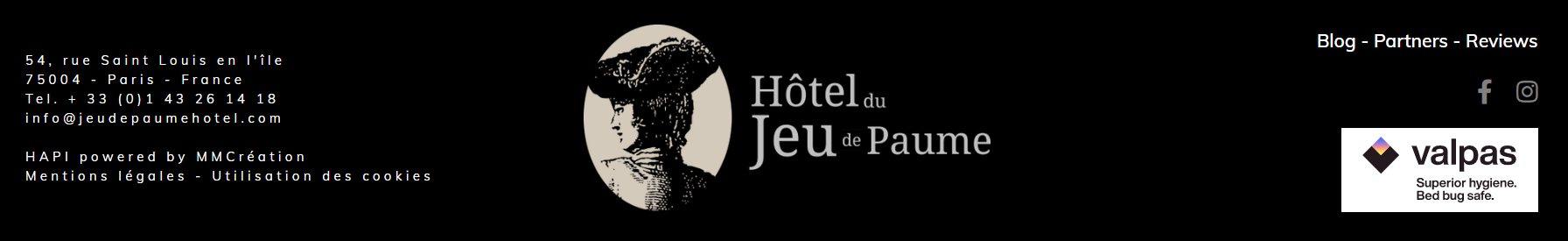 Valpas label on Hotel du Jeu de Paume website