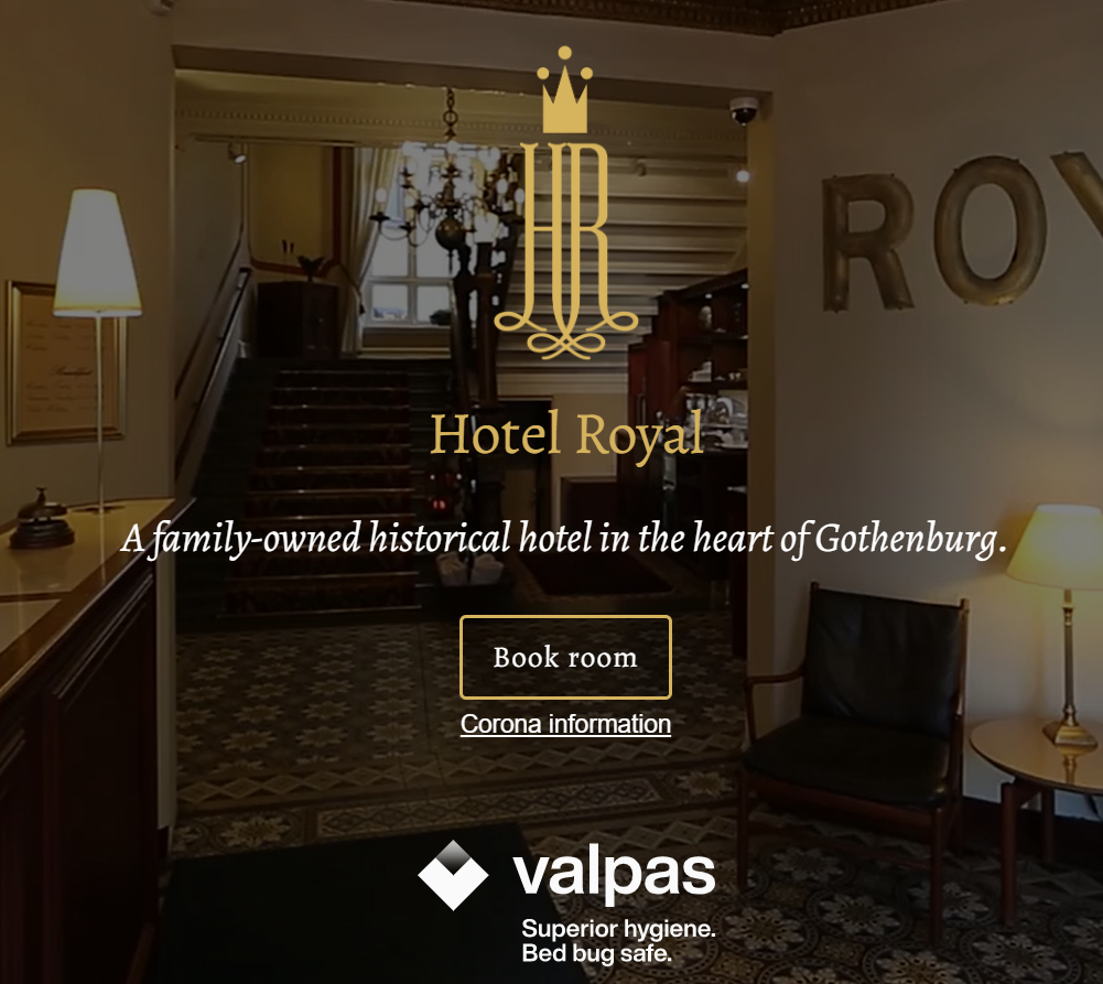 Valpas Label on Hotel Royal´s website