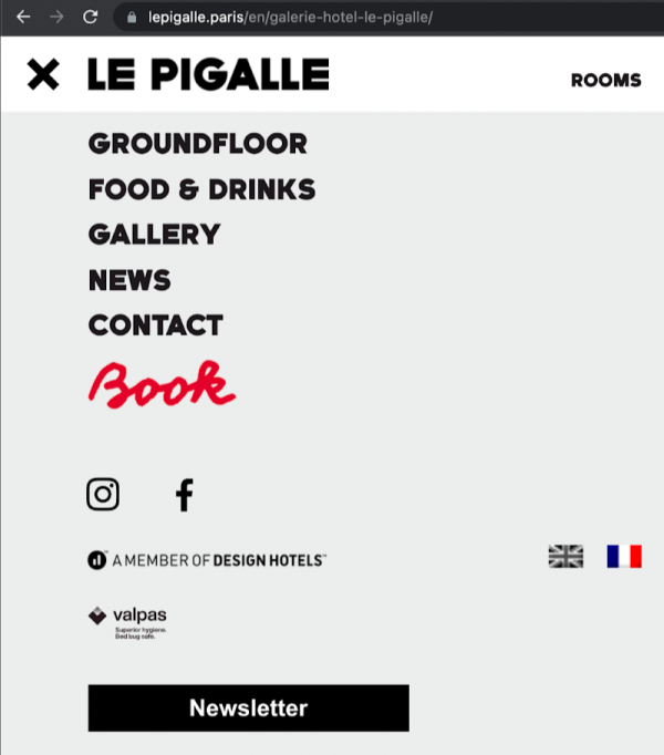 People looking for a stay recognize Le Pigalle Paris as a member of both Design Hotels and Valpas on the hotel’s website.