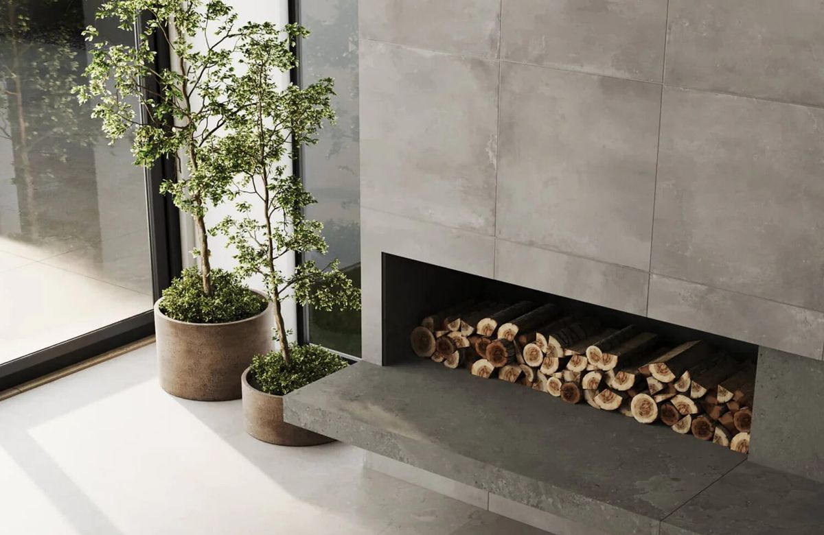Linear fireplace surround