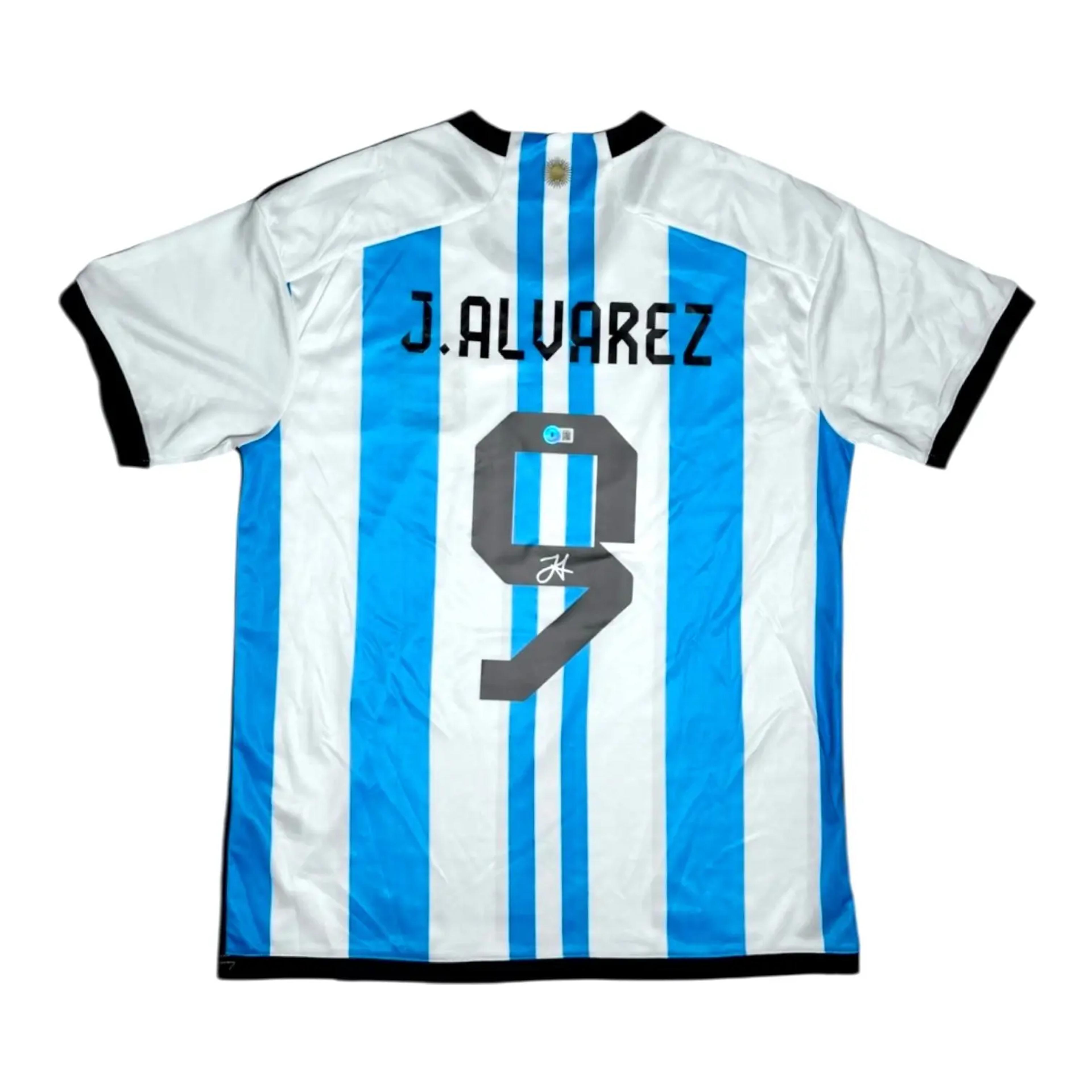 Julián Álvarez #9 Argentina signerad tröja Beckett COA