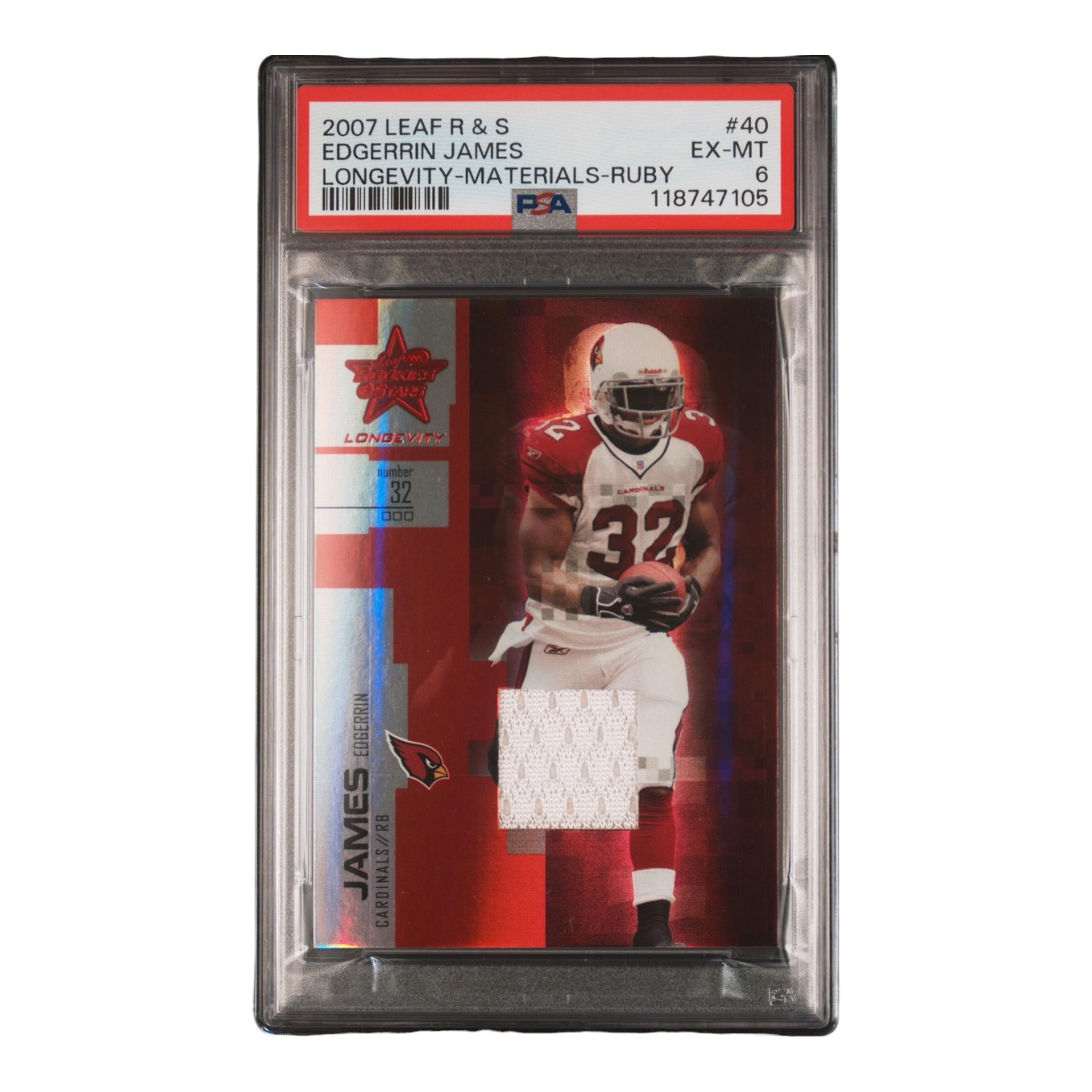2007 Leaf Rookies & Stars Longevity Materials Ruby # – Edgerrin James 59/250 PSA 6