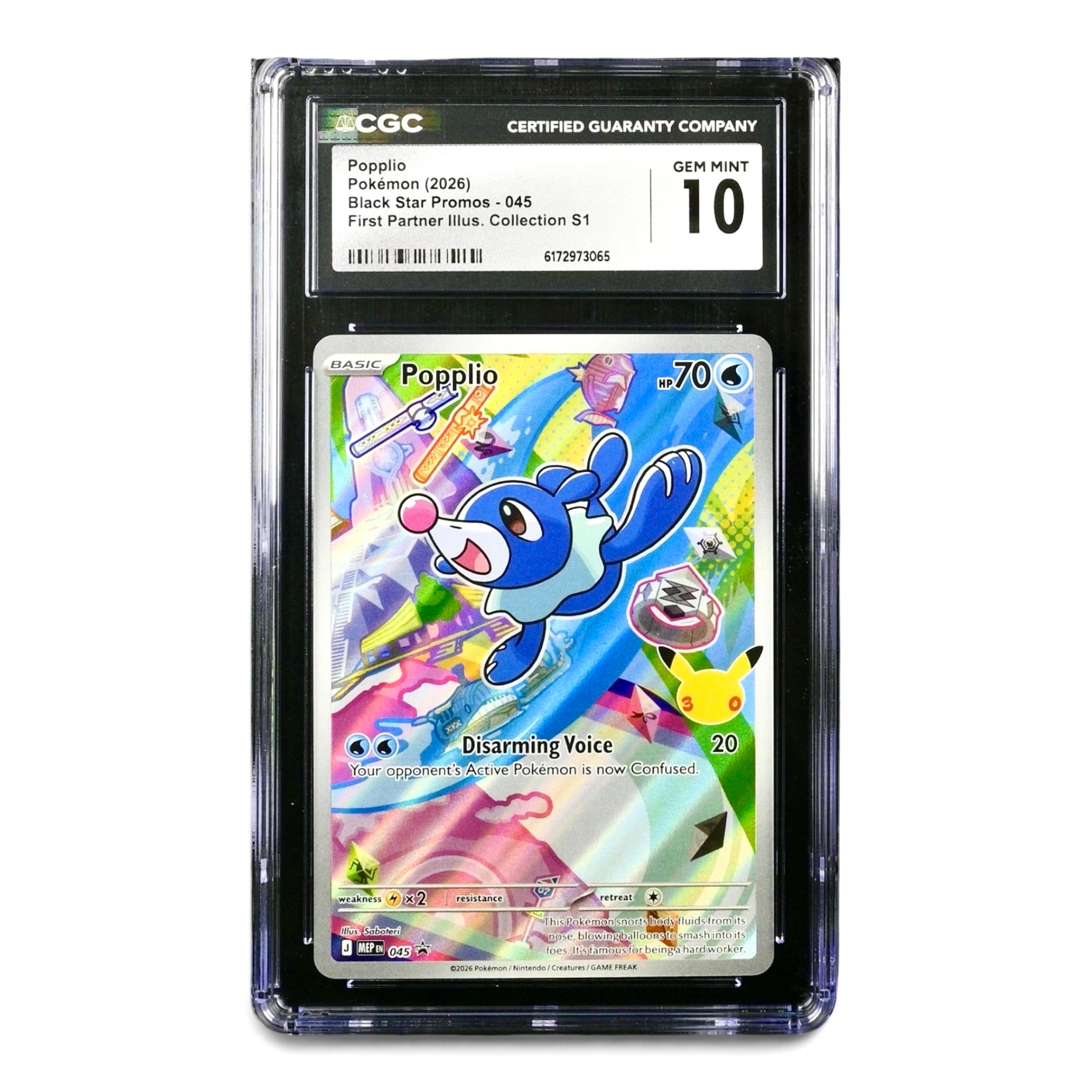 2026 Pokémon First Partner Illustration Collection #045 Popplio – CGC 10