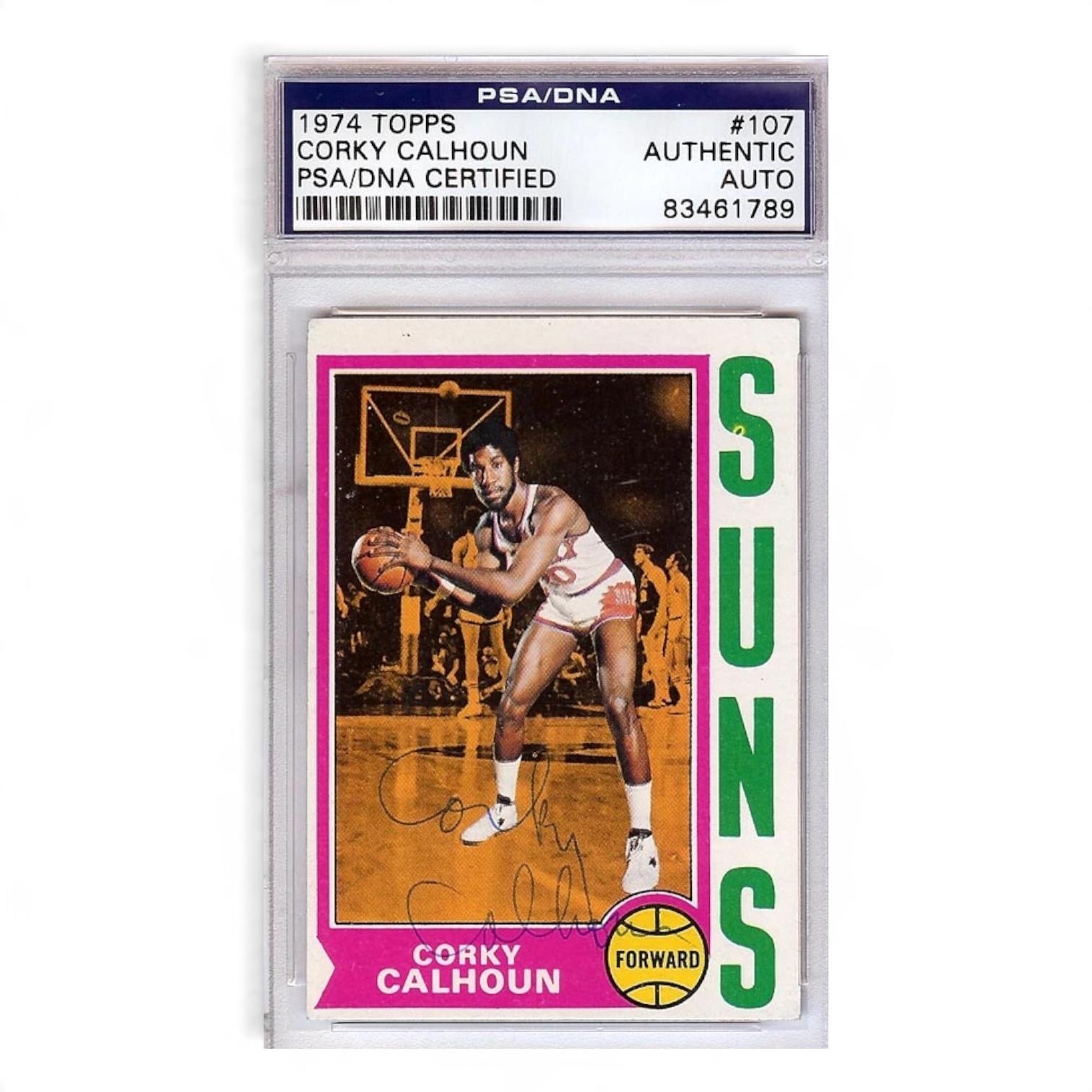 Corky Calhoun – Signerat Topps-kort från 1974 #107, Phoenix Suns
