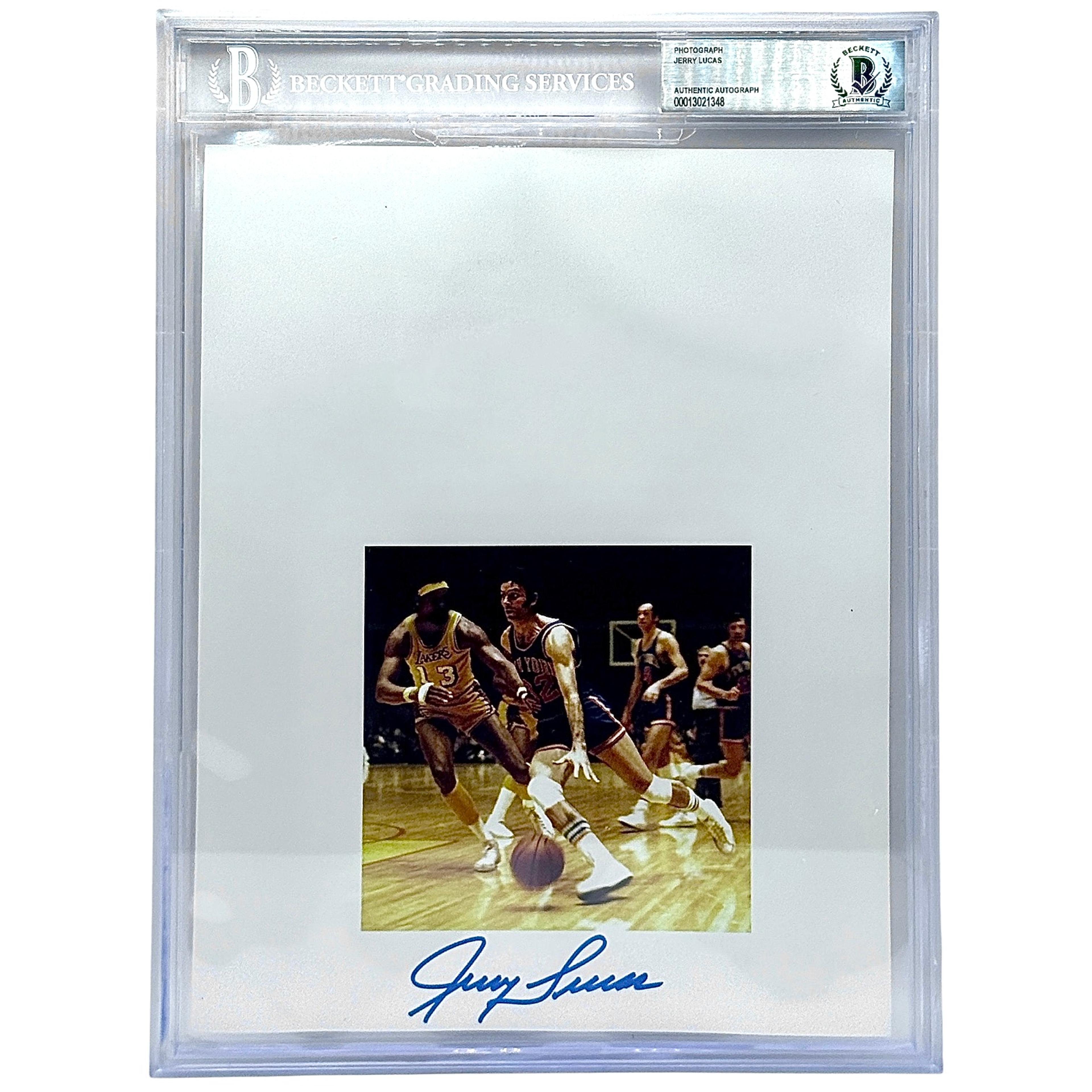 Jerry Lucas – Signerat foto 21,6 × 27,9 cm | New York Knicks Beckett