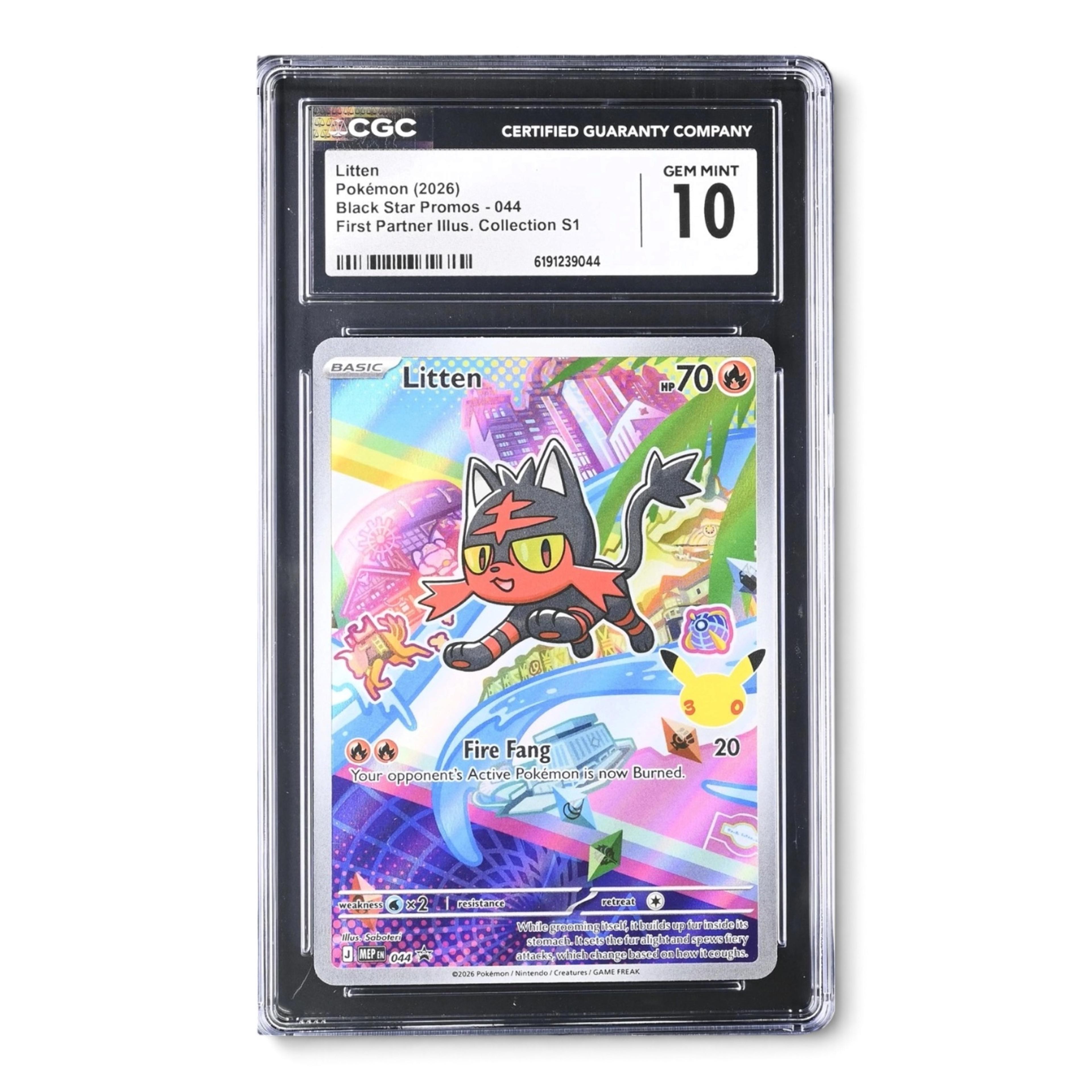2026 Pokémon First Partner Illustration Collection #044 Litten – CGC 10
