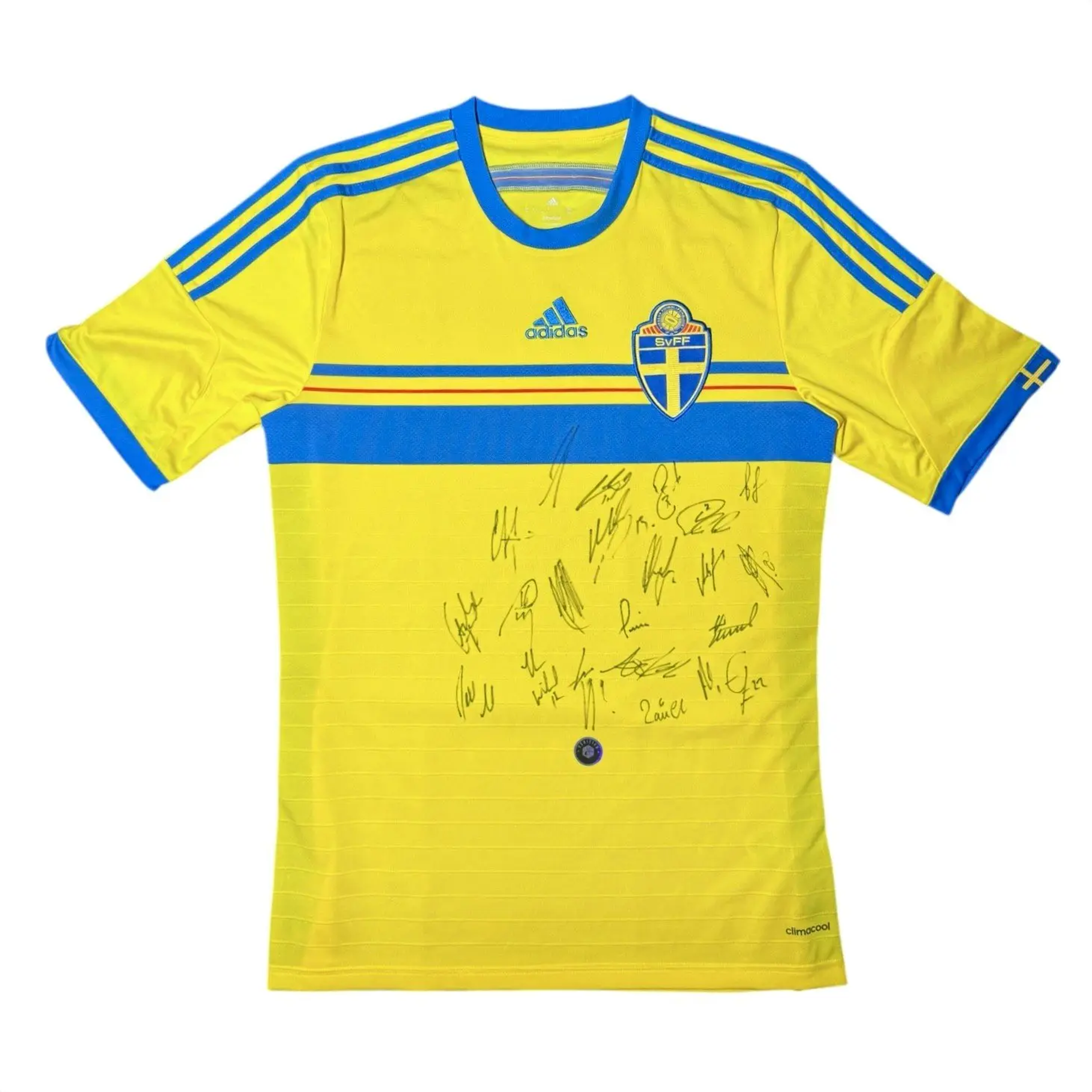 Signerad Sverige matchtröja 2014 HELA truppen