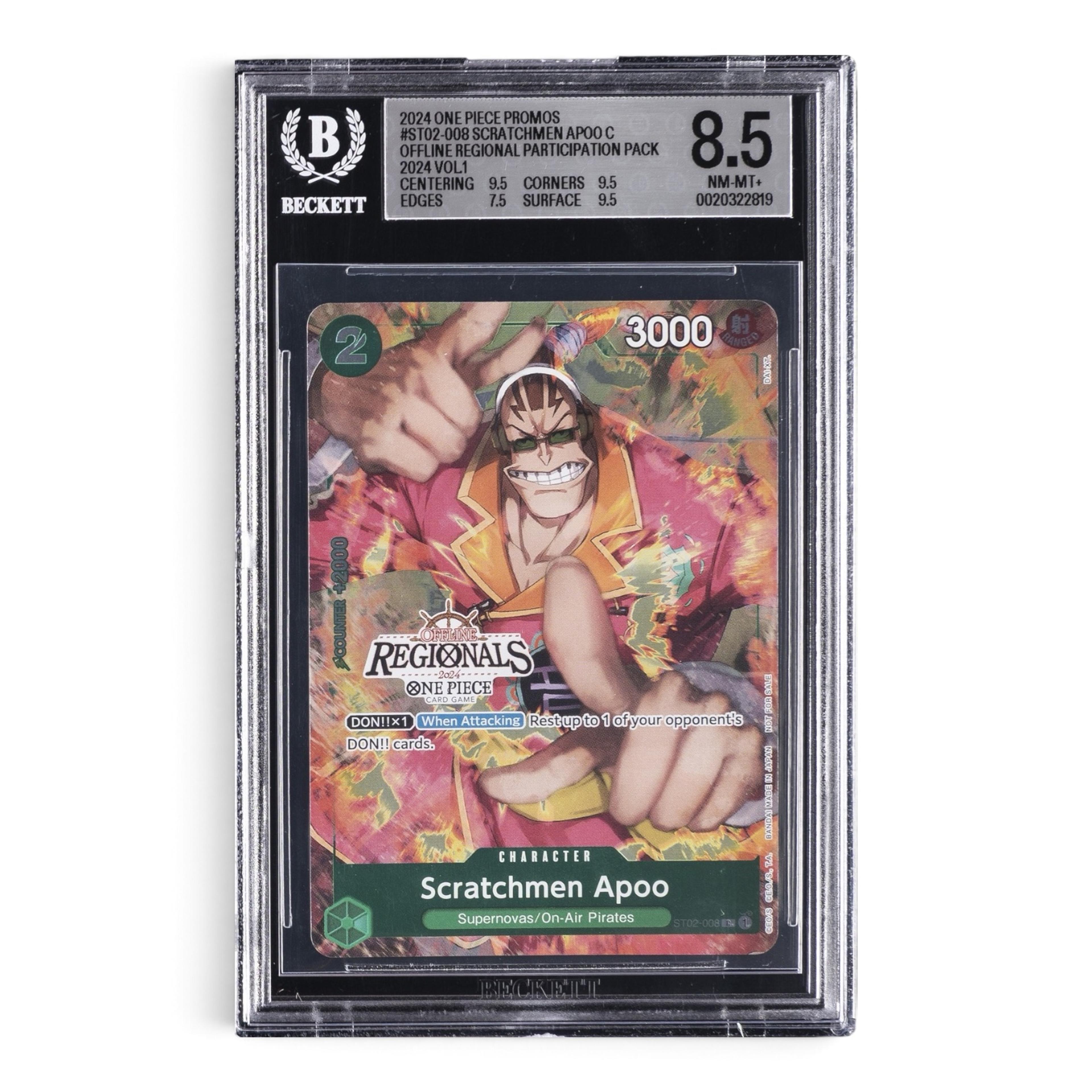 2024 One Piece Promo Regional Participation Scratchmen Apoo – BGS 8,5