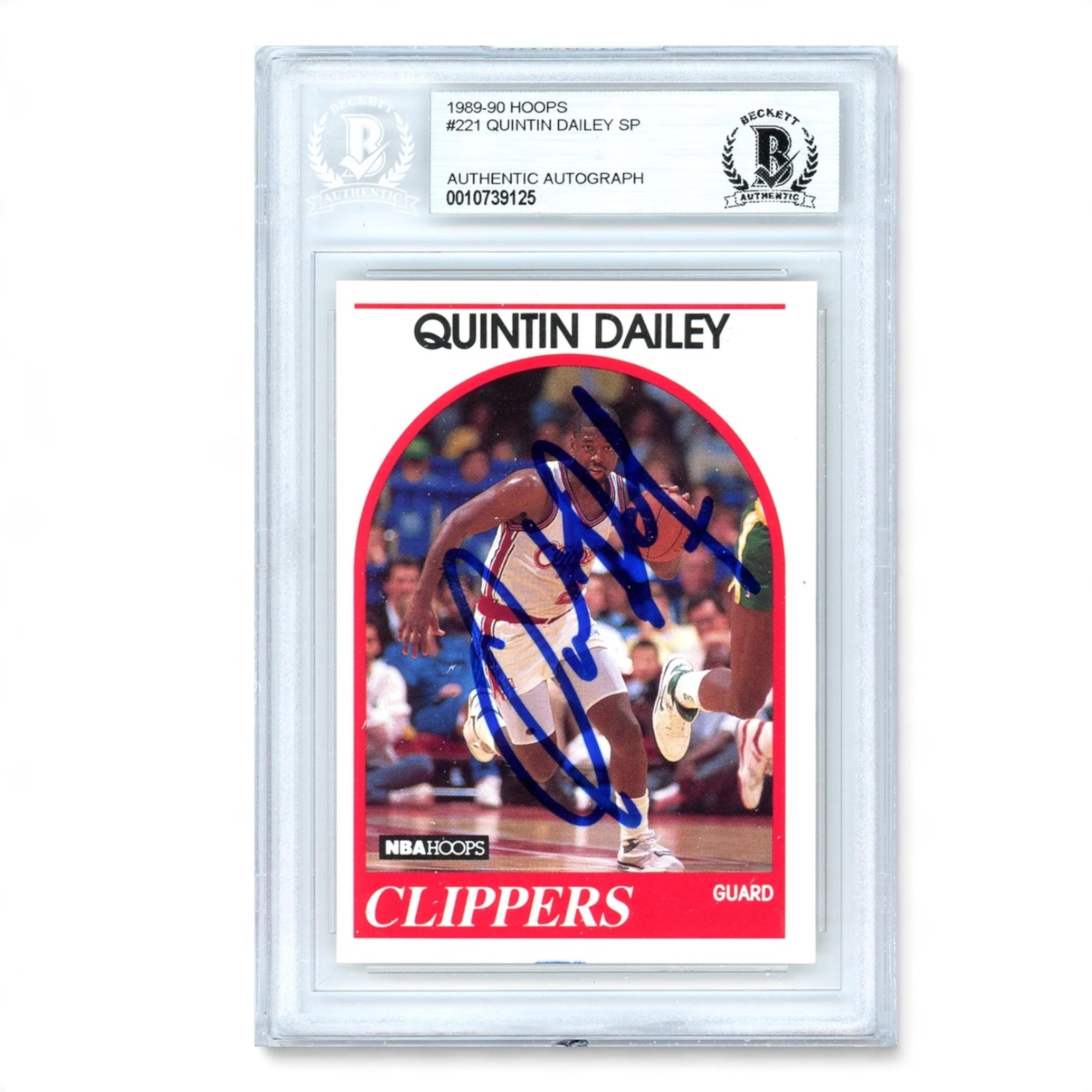 Quintin Dailey Signerat Basketkort 1989–90 Hoops #221 – Beckett Autentiserat Autografkort