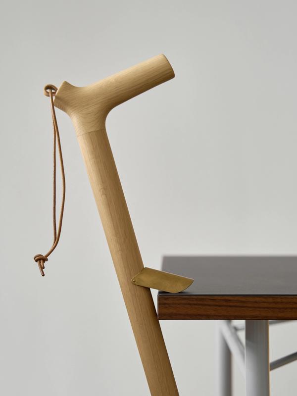 Nyttig functional oak cane with ergonomic handle designed by Anker Bak