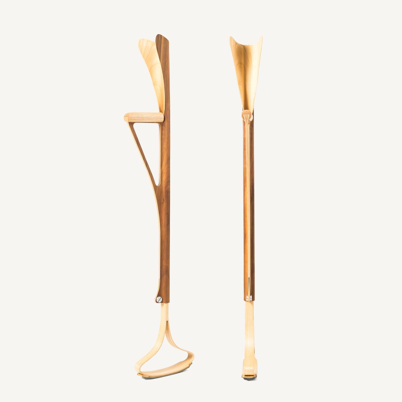 Lightweight molded-wood VÆRDIG rolling crutch by Anker Bak