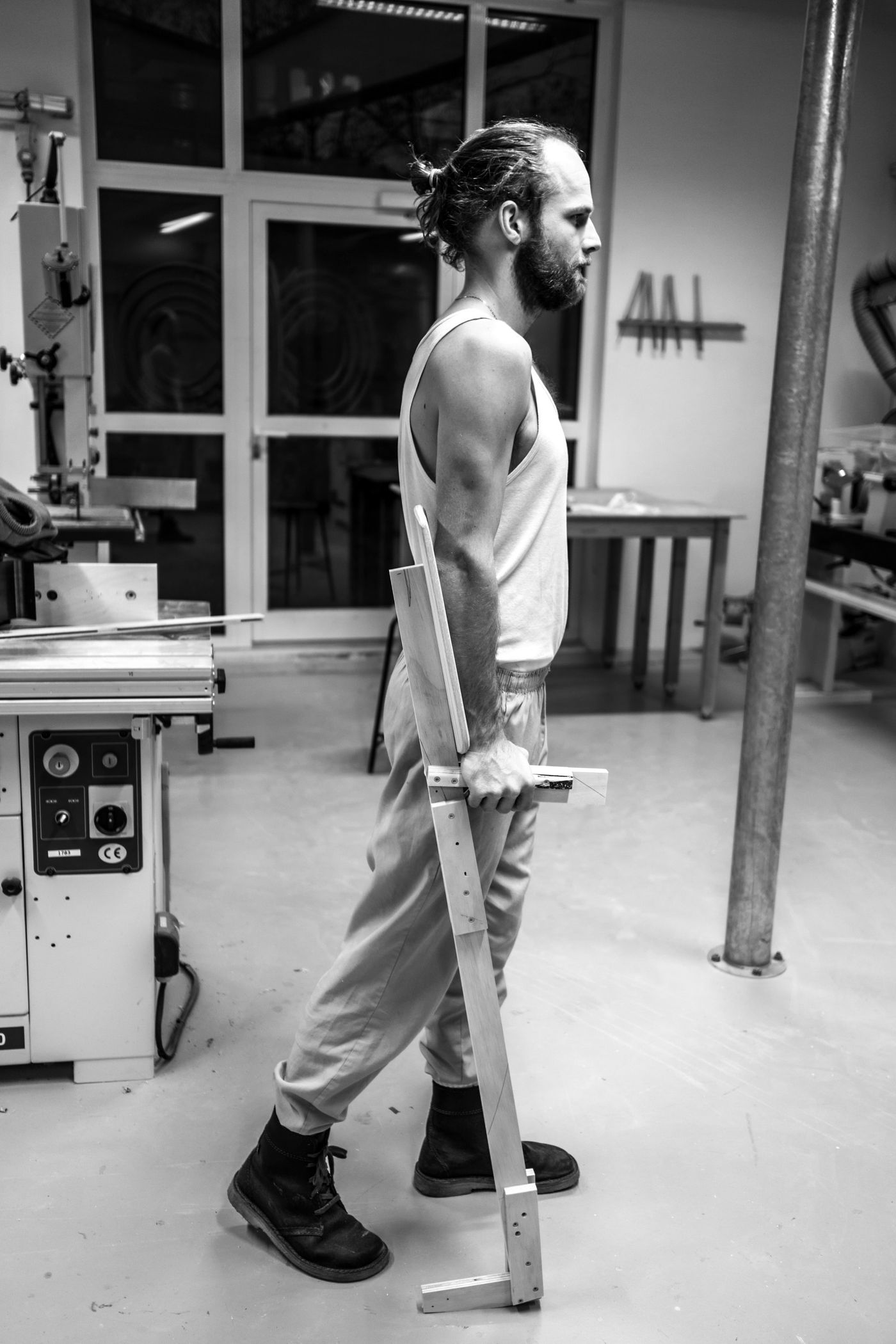 Process of the lightweight molded-wood VÆRDIG rolling crutch by Anker Bak