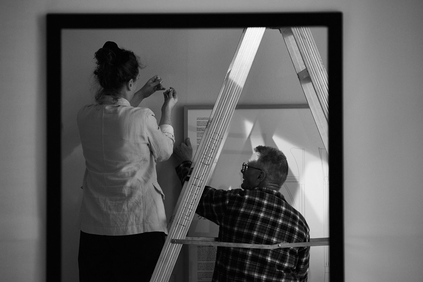 Behind-the-scenes photographs of the process behind the 'Renewed Dignity' exhibition at Ankerbak, documenting the creative work and preparation leading up to the display.