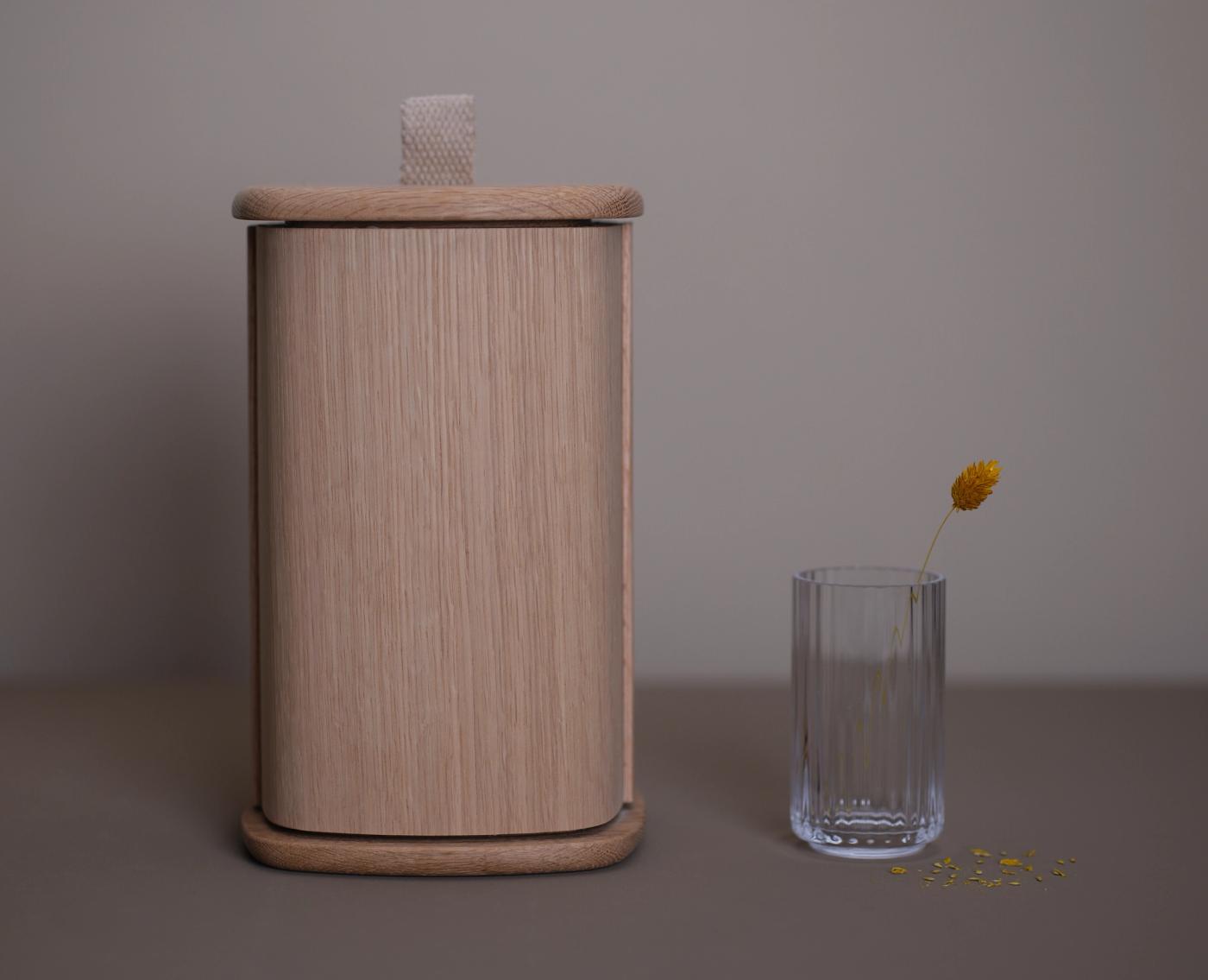 Wooden urn designed by Anker Bak for Fredahl Rydéns