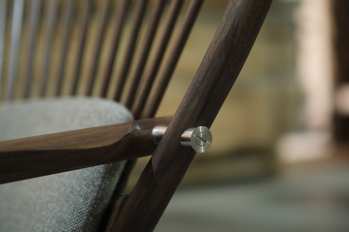 Kumo functional lounge chair in oak, wool and leather designed by Anker Bak for Miyazaki Chair Factory