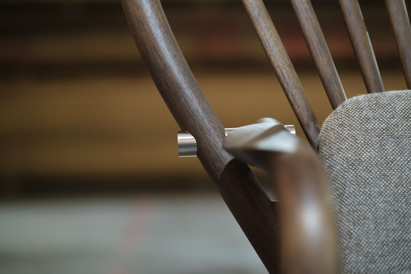 Kumo functional lounge chair in oak, wool and leather designed by Anker Bak for Miyazaki Chair Factory