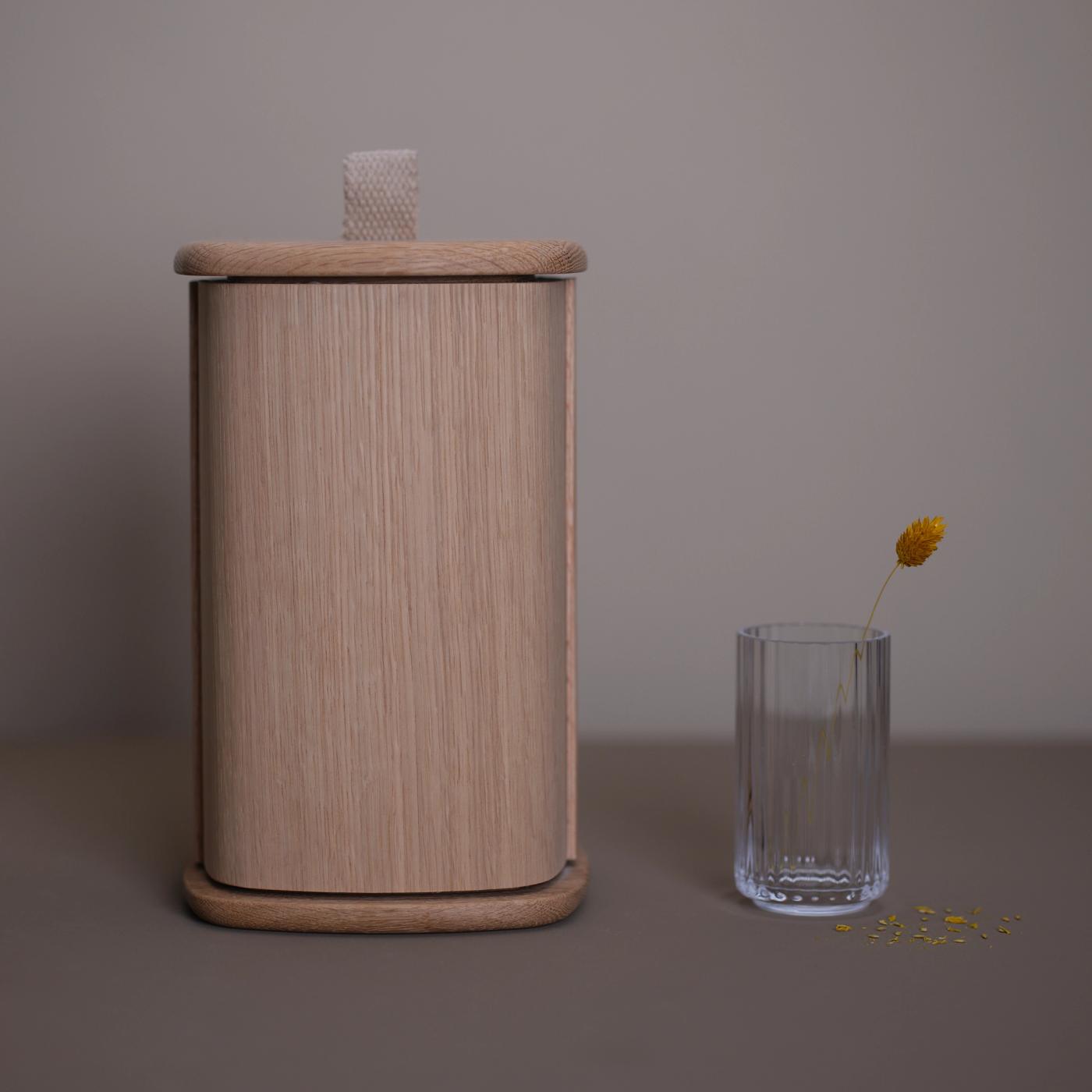 Wooden urn designed by Anker Bak for Fredahl Rydéns