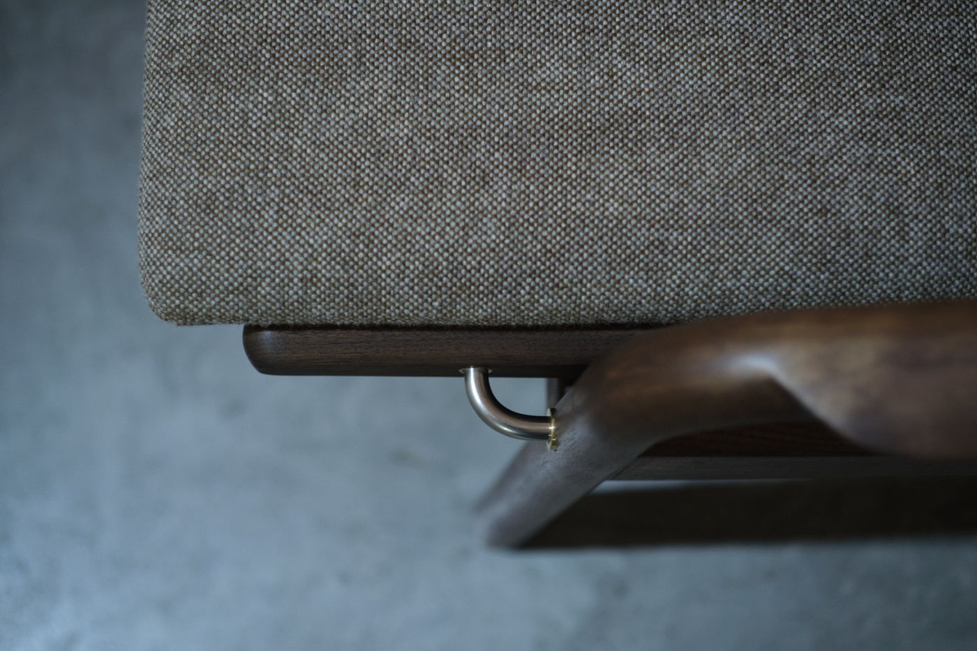Kumo functional lounge chair in oak, wool and leather designed by Anker Bak for Miyazaki Chair Factory