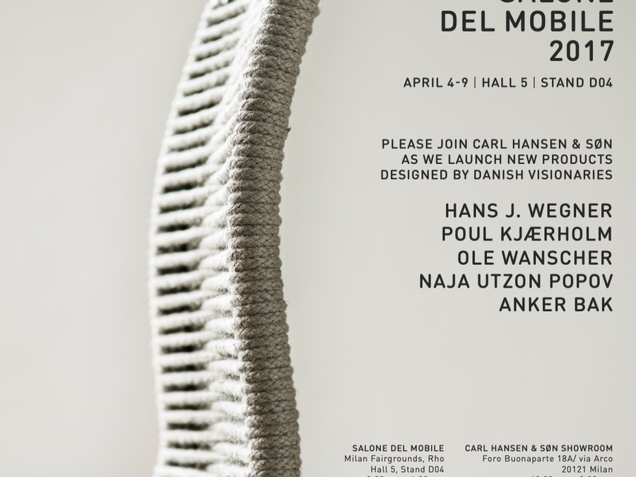 Carl Hansen & Søn invitation for Salone del Mobile 2017 listing Anker Bak among the featured Danish designers
