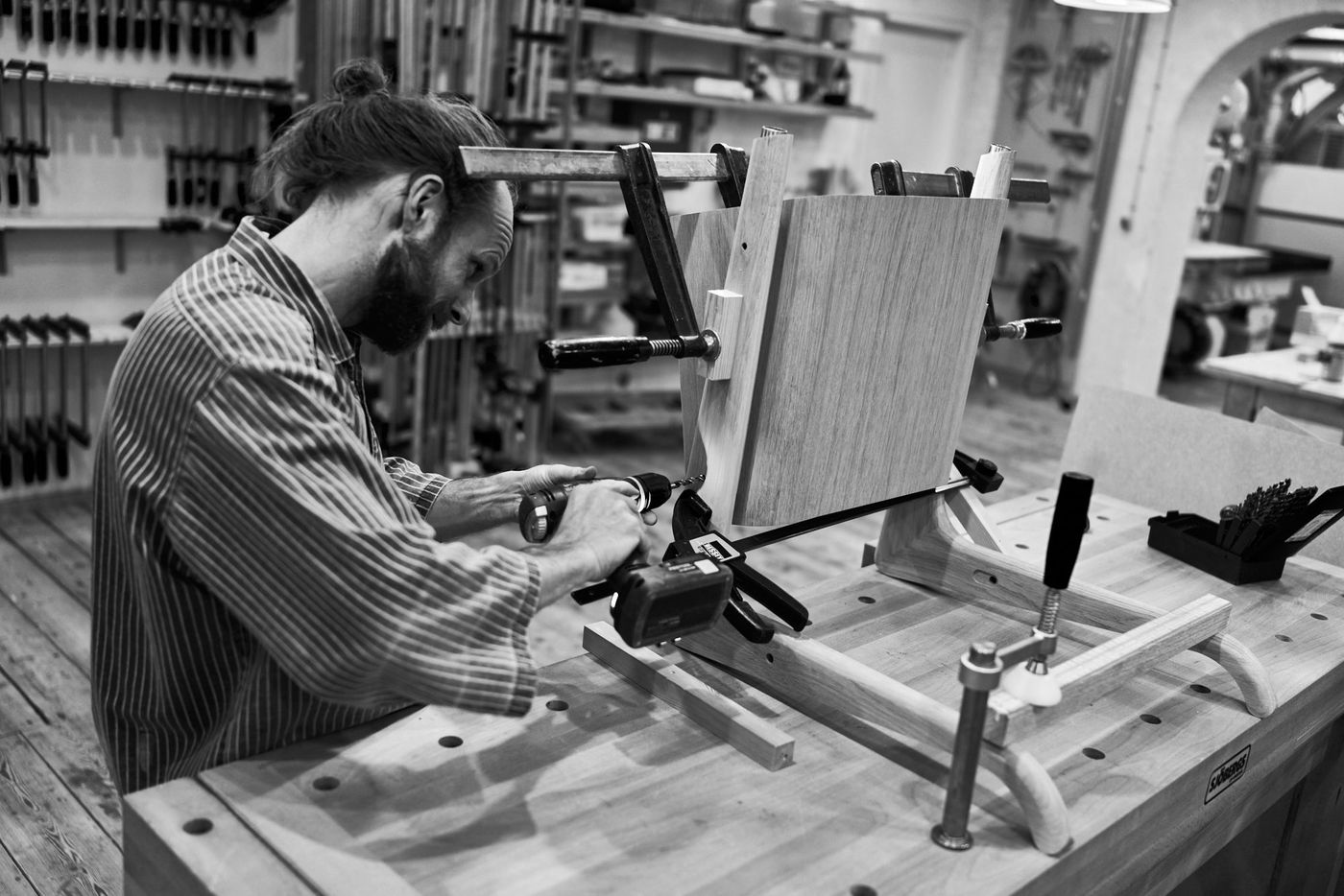 The process of SINDIG wooden walker in solid oak with designed by Anker Bak