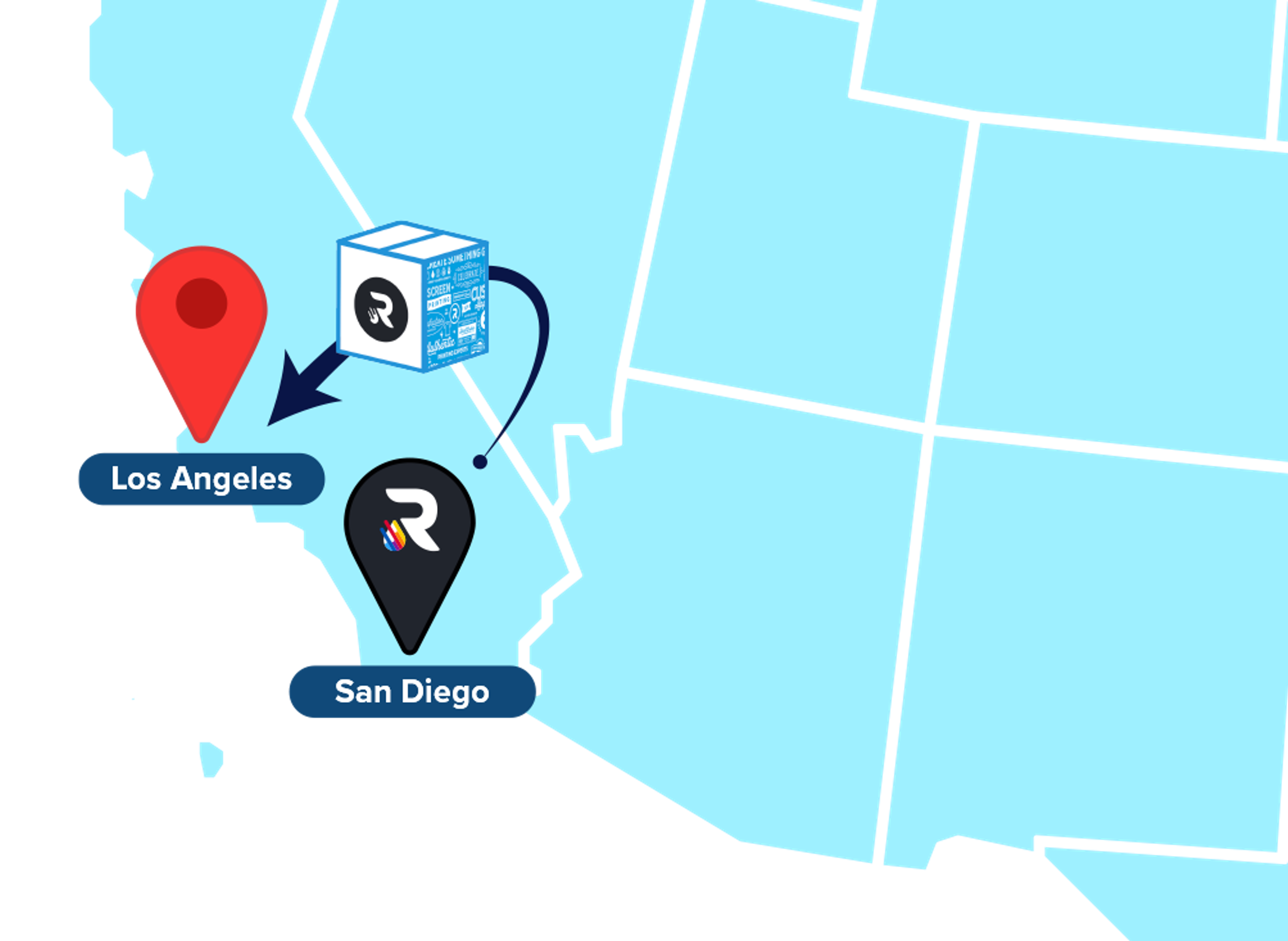 Map from San Diego to Los Angeles
