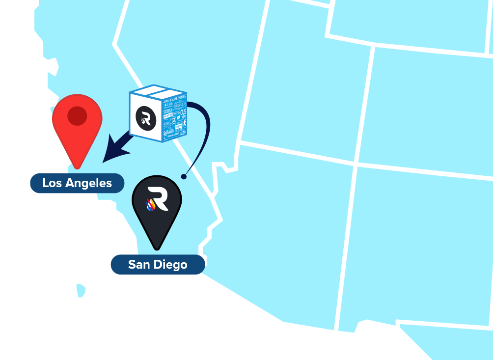 Map from San Diego to Los Angeles