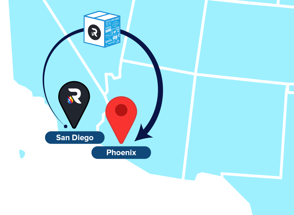 Map from San Diego to Phoenix
