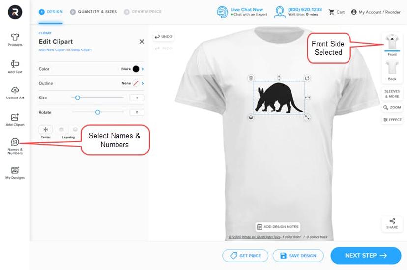 How to Add Names & Numbers in Design Studio | RushOrderTees