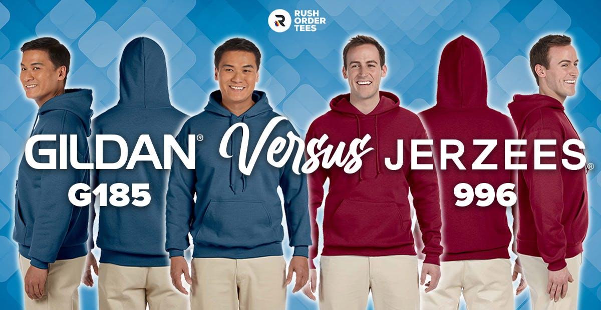 Preview image for Gildan G185 vs. Jerzees 996 Custom Hoodies