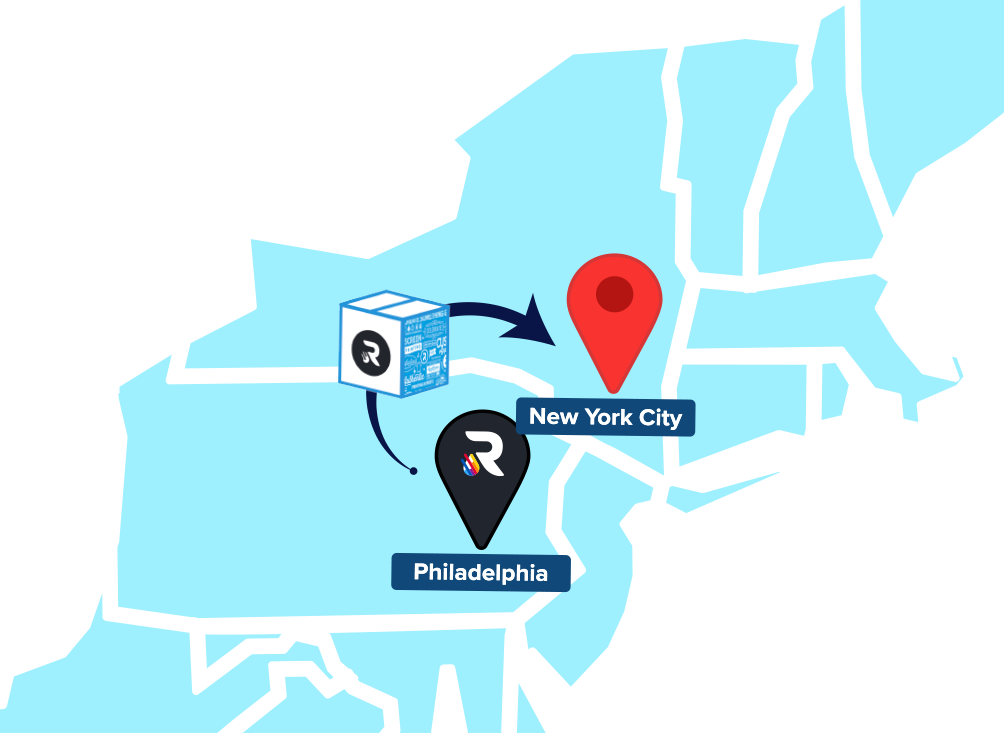 Map from Philadelphia to New York