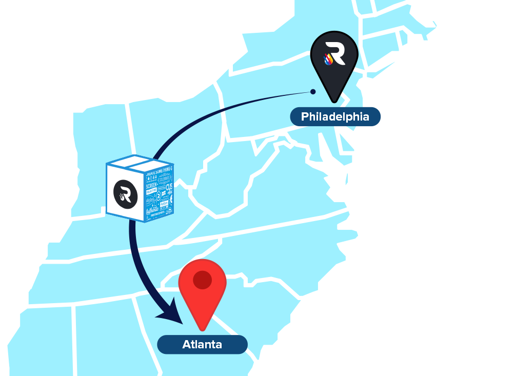 Map from Philadelphia to Atlanta
