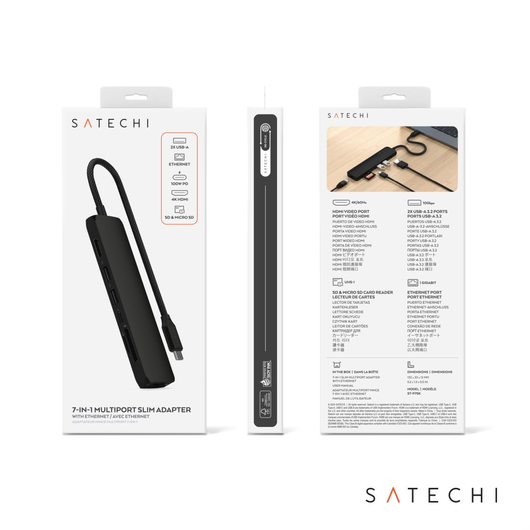 Custom SATECHI 7-in-1 USB-C Slim Multiport Adapter w/Ethernet