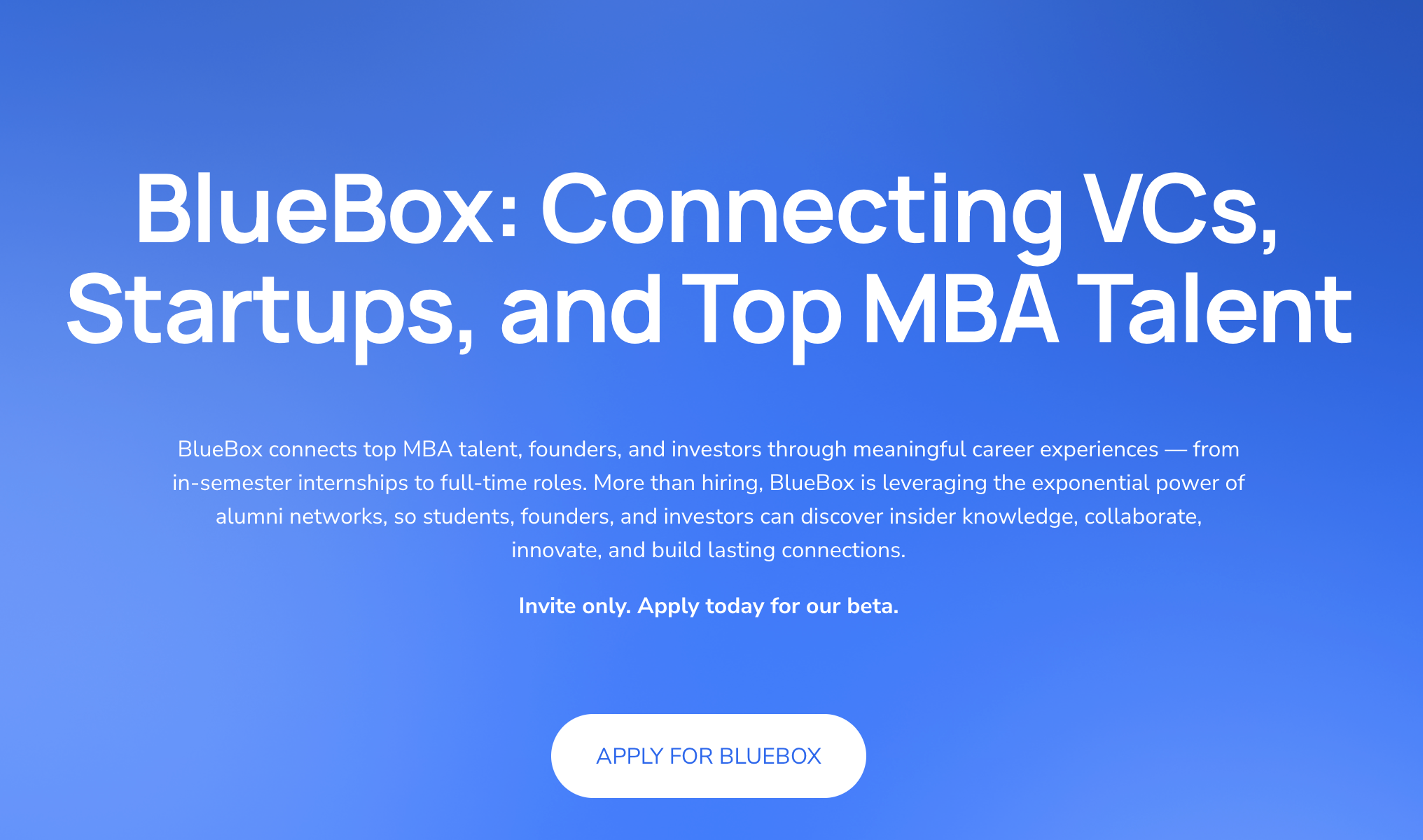 BlueBox — The Alumni-Powered Network for MBAs, Startups & VCs