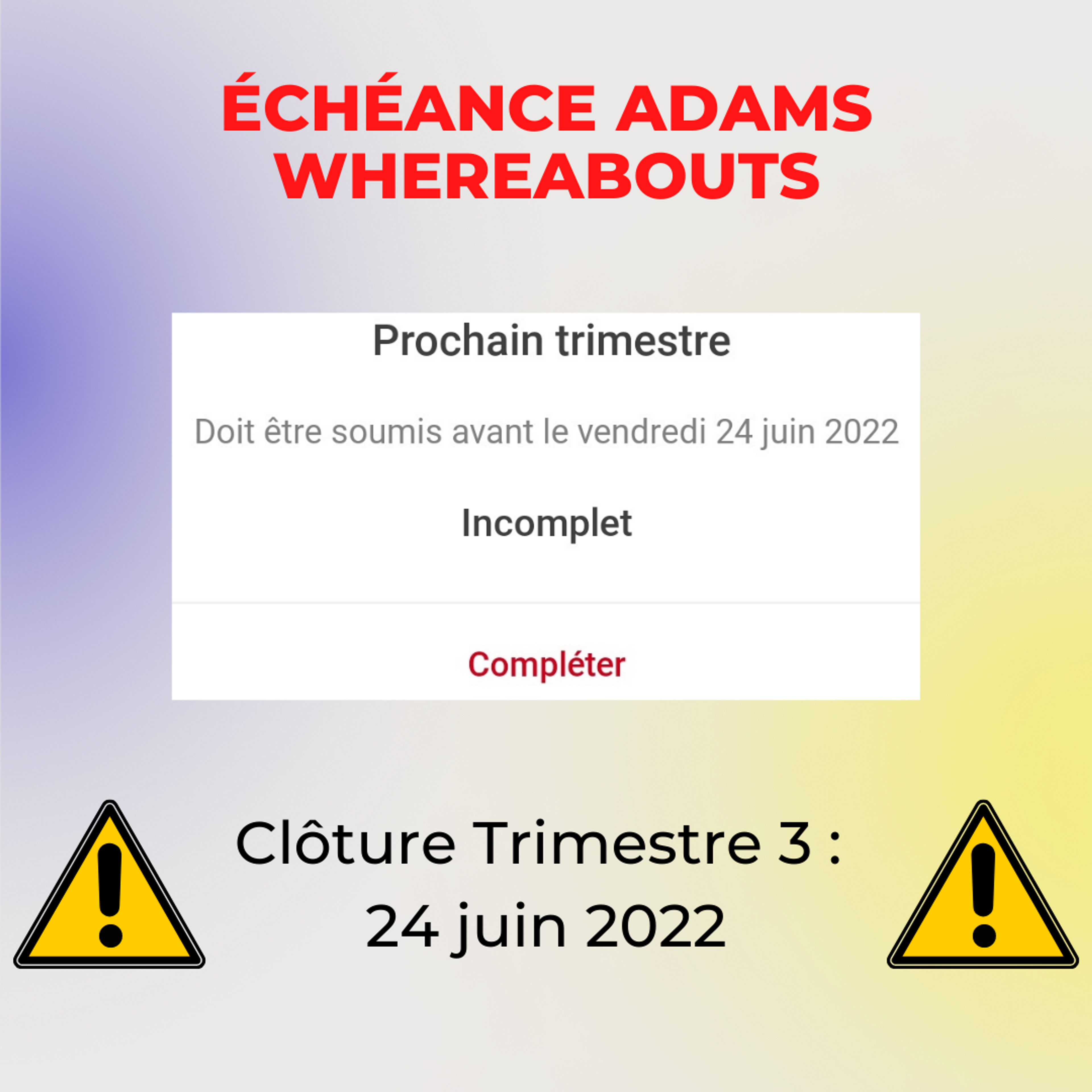 ADAMS : whereabouts T3 