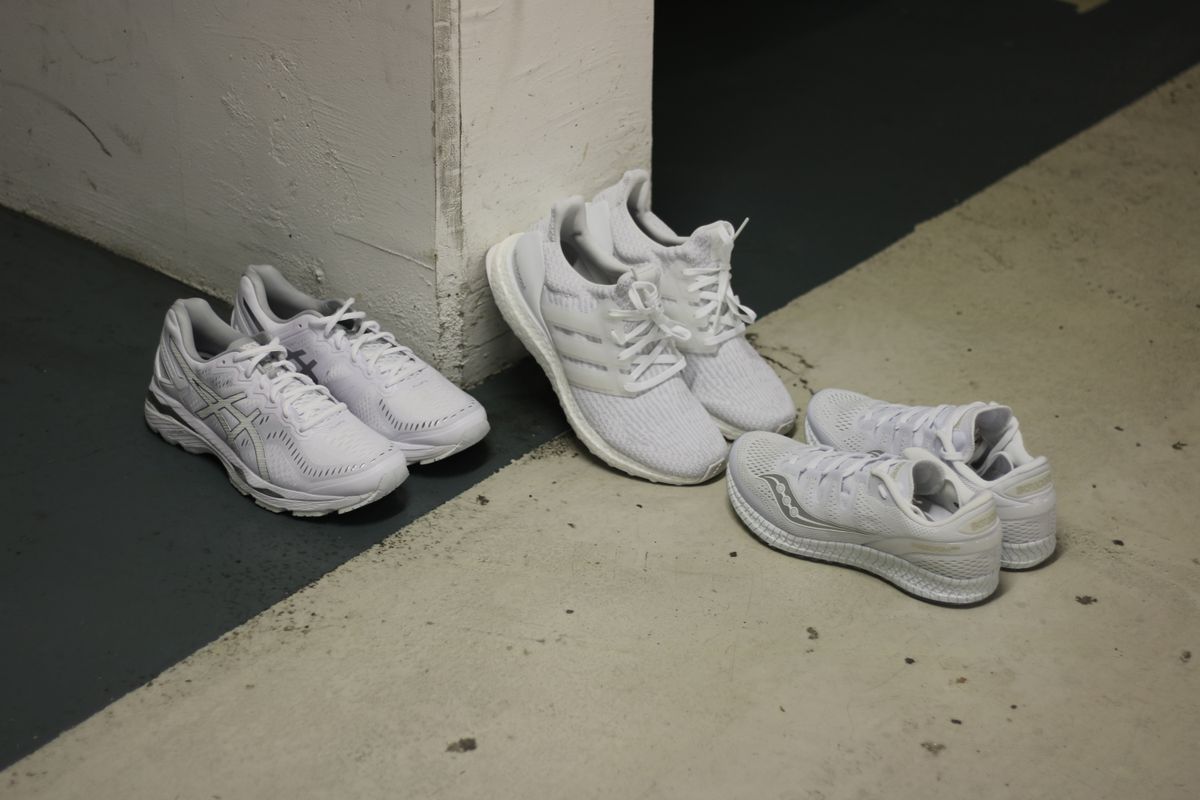 asics running gel kayano 23 ultra boost 3.0 saucony freedom iso triple white