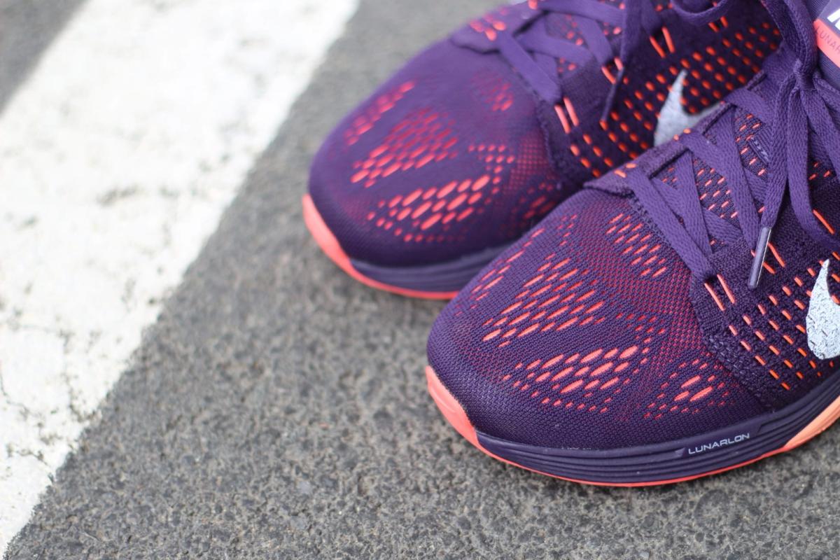 Nike LunarGlide 7 Women Stable Running shoes 747356-500 Color : Grand Purple/Sunset Glow/Hot Lava/White Stability