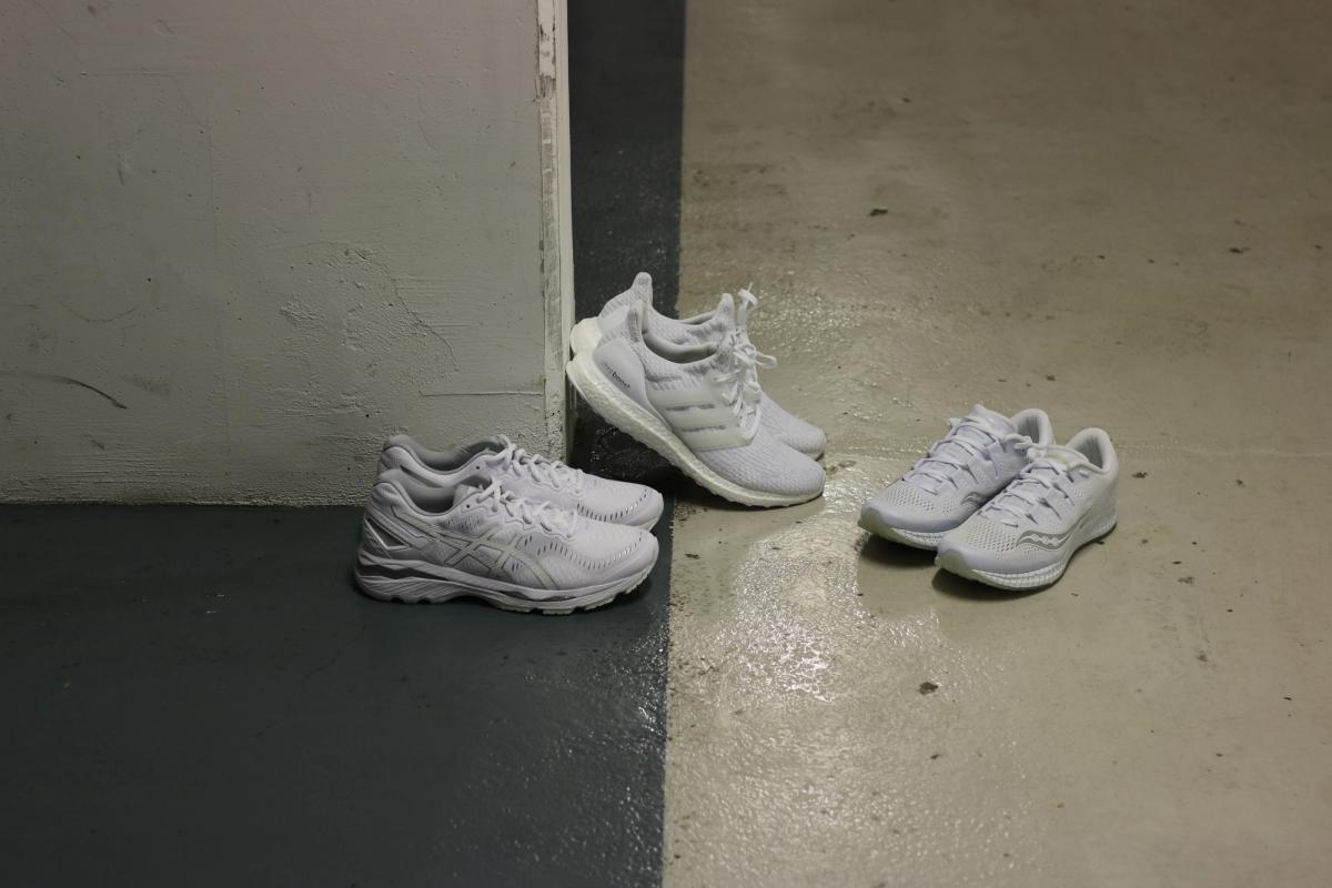 asics running gel kayano 23 ultra boost 3.0 saucony freedom iso triple white
