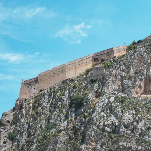 The traditional minimalism of the Fortress of Palamidi. Taken on 03.05.2022 in Nafplion, Greece. The traditional minimalism of the Fortress of Palamidi. Taken on 03.05.2022 in Nafplion, Greece.