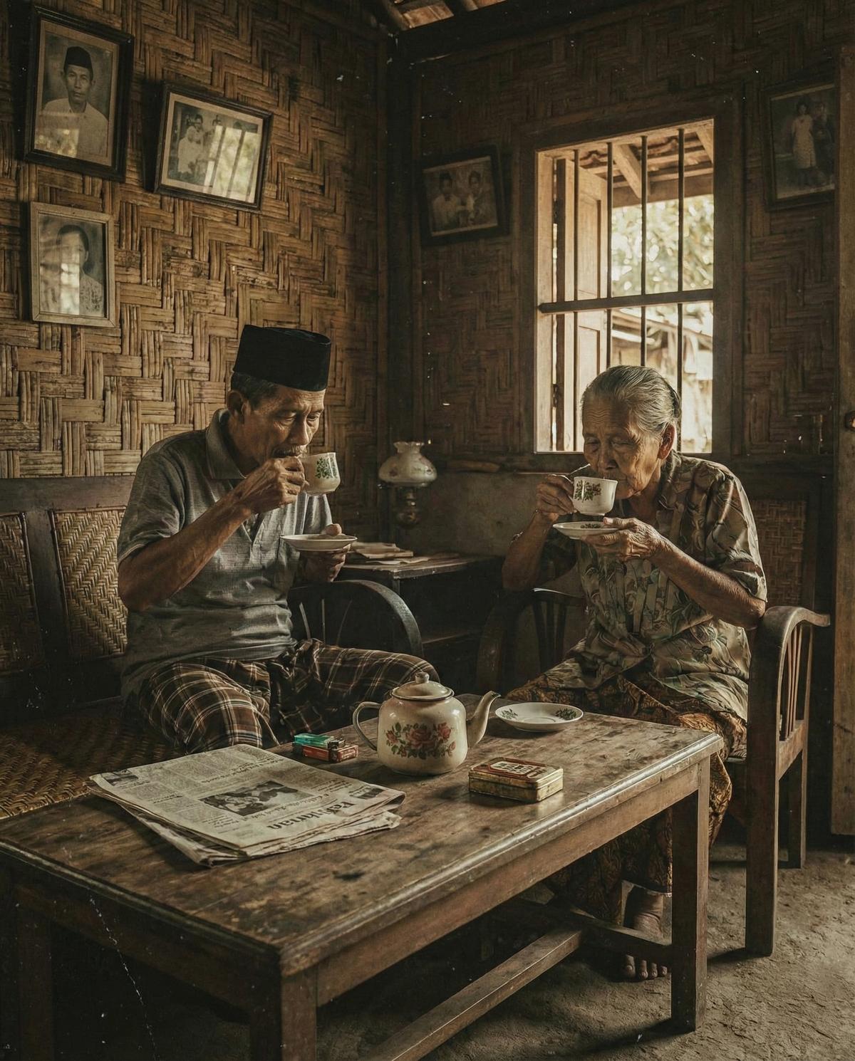 Indonesian people drinking mud coffee